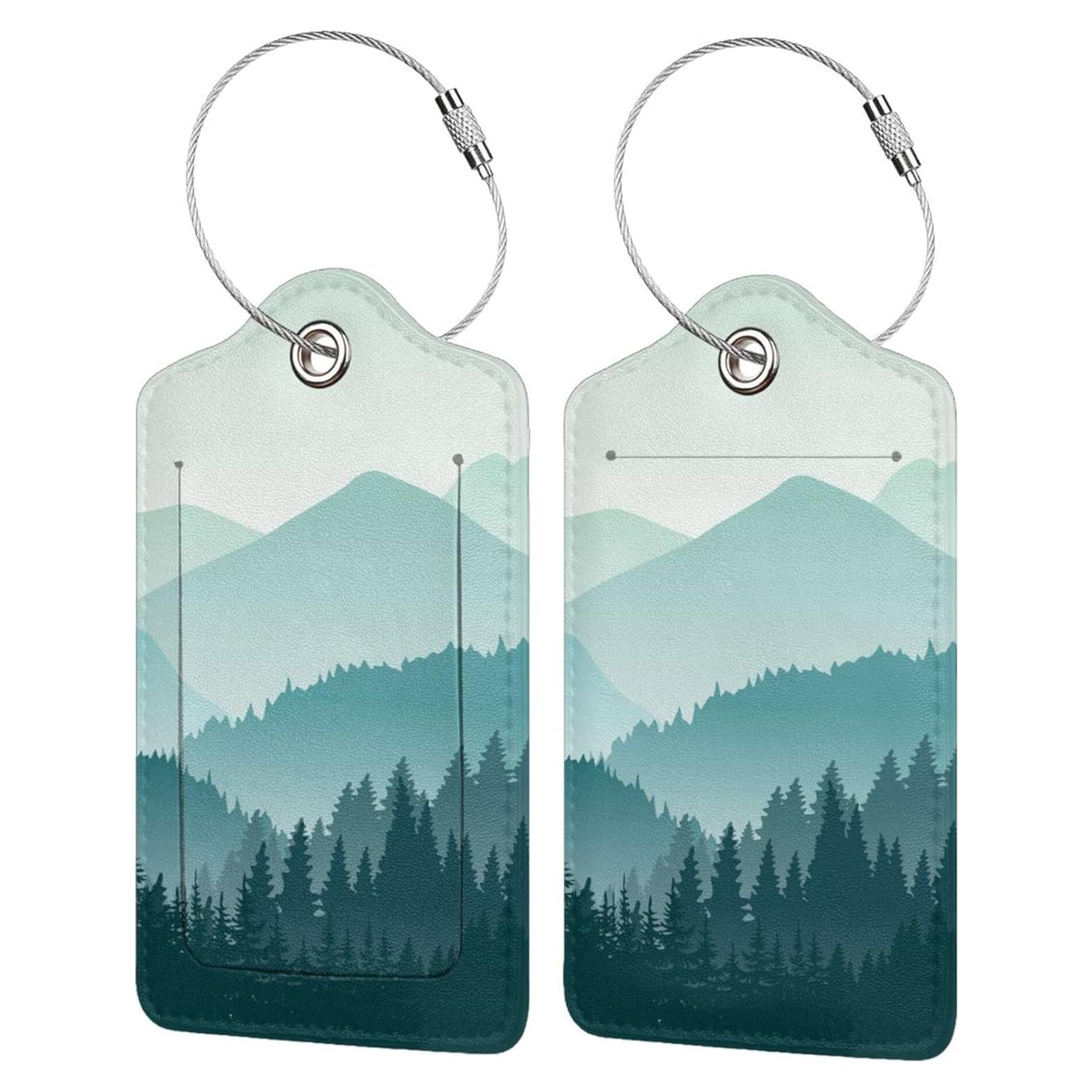 Etiquetas de Equipaje BLOCIT 2 Piezas Cuero PU Montaña Verde