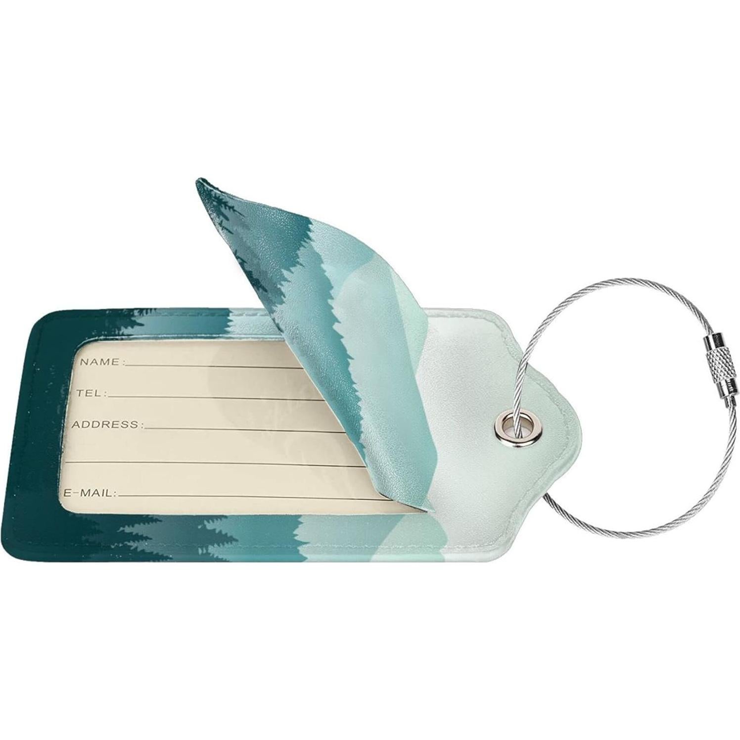 Etiquetas de Equipaje BLOCIT 2 Piezas Cuero PU Montaña Verde