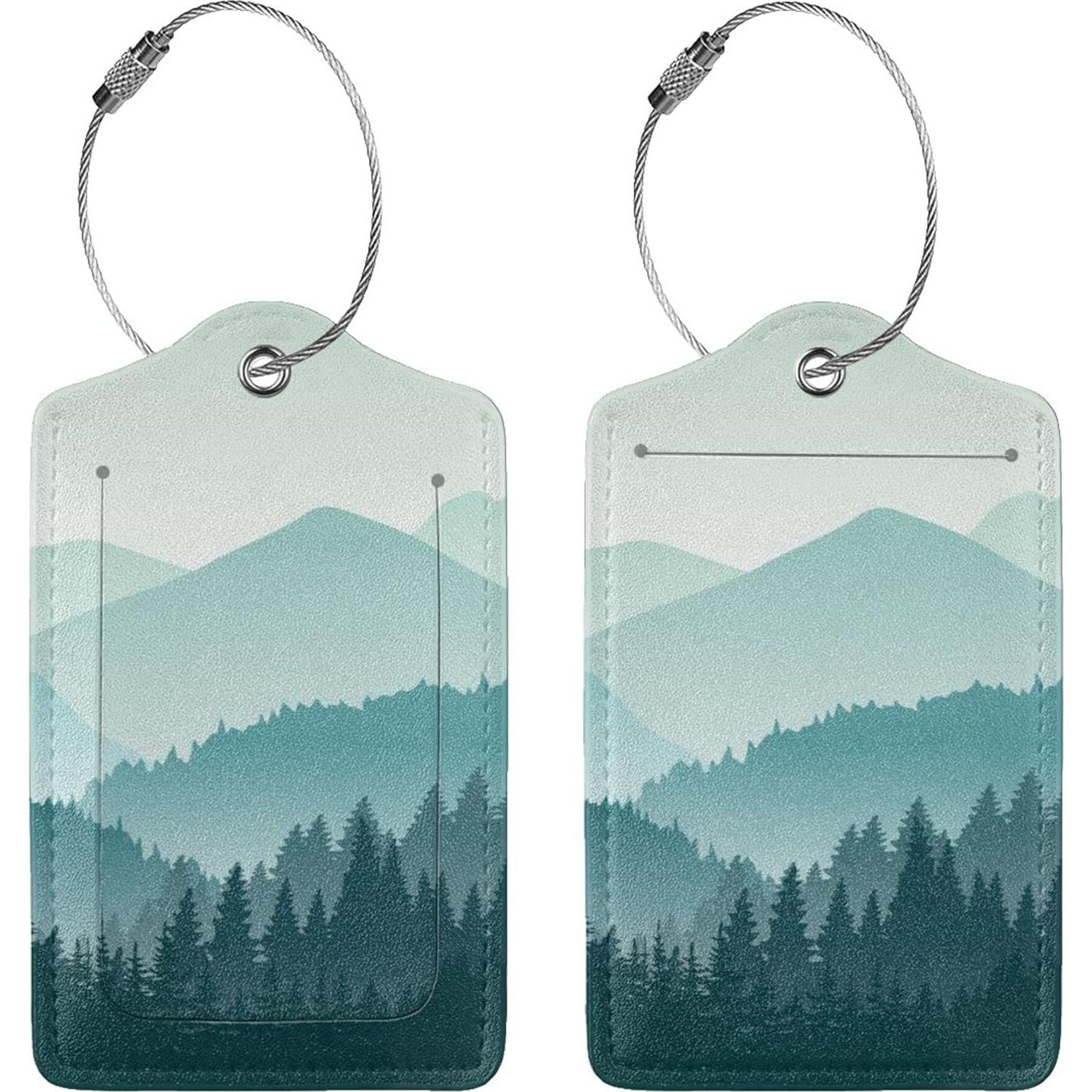 Etiquetas de Equipaje BLOCIT 2 Piezas Cuero PU Montaña Verde