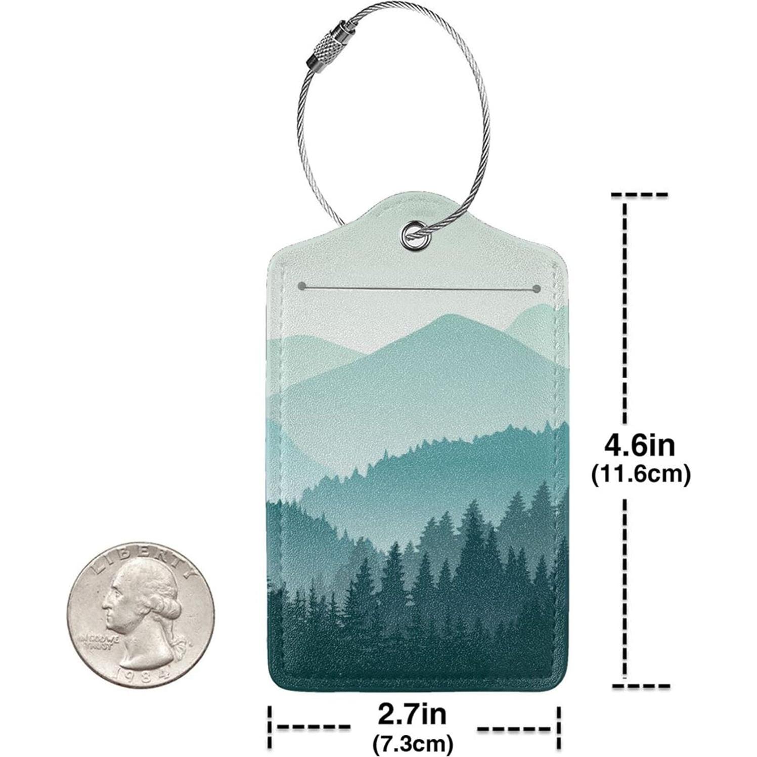 Etiquetas de Equipaje BLOCIT 2 Piezas Cuero PU Montaña Verde
