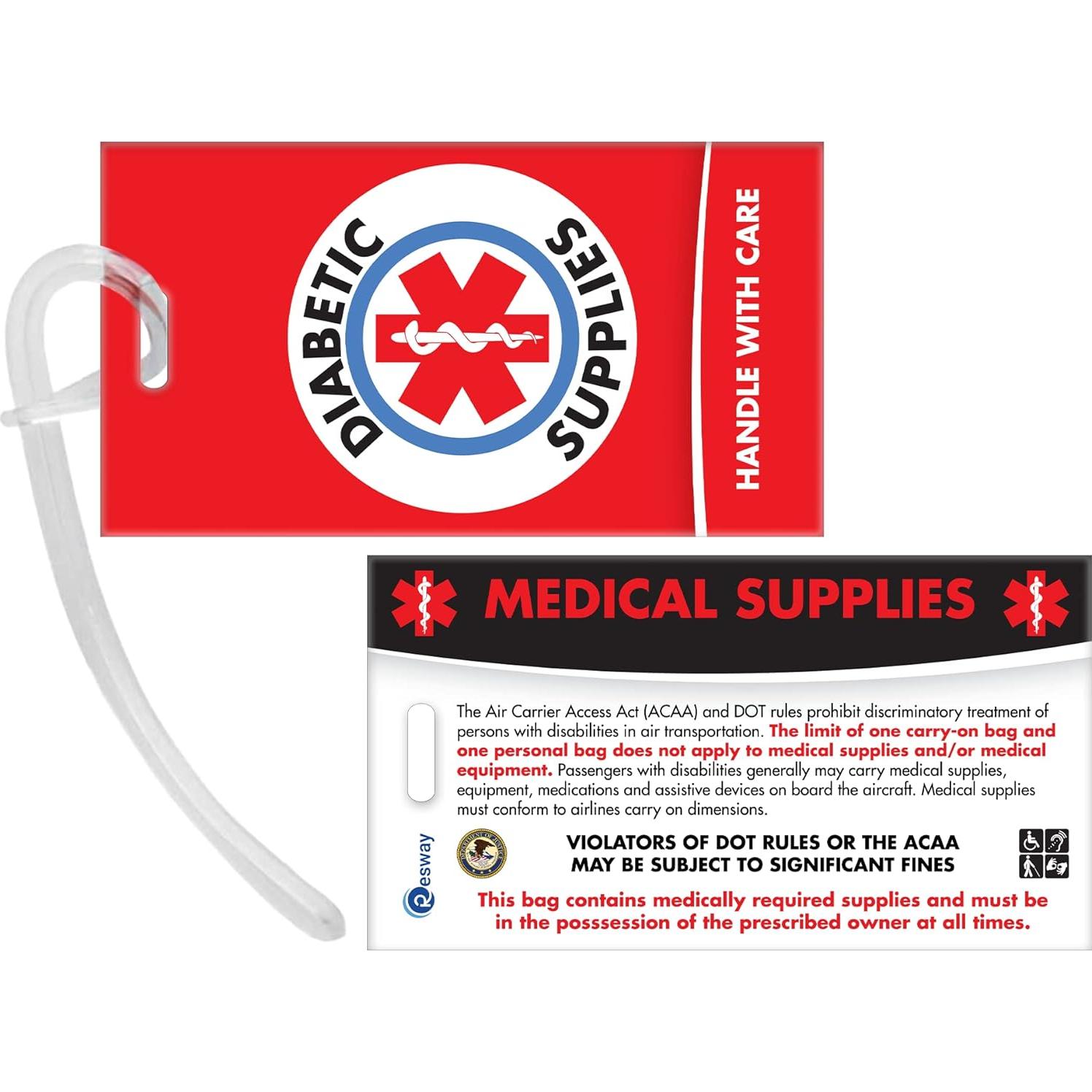 Etiqueta de Equipaje ID Diabéticos Resway - Rojo 12.7x7.6cm