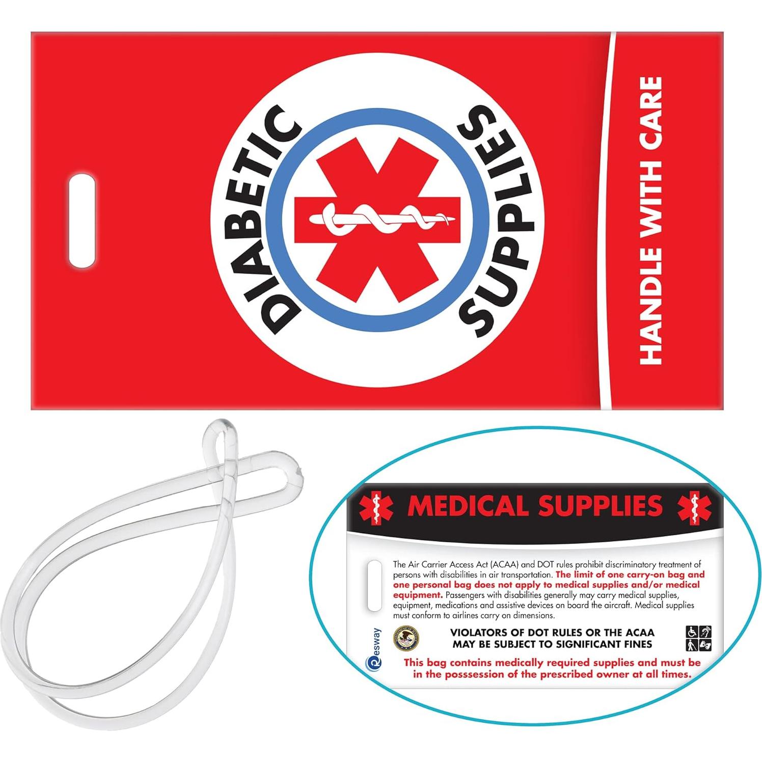 Etiqueta de Equipaje ID Diabéticos Resway - Rojo 12.7x7.6cm