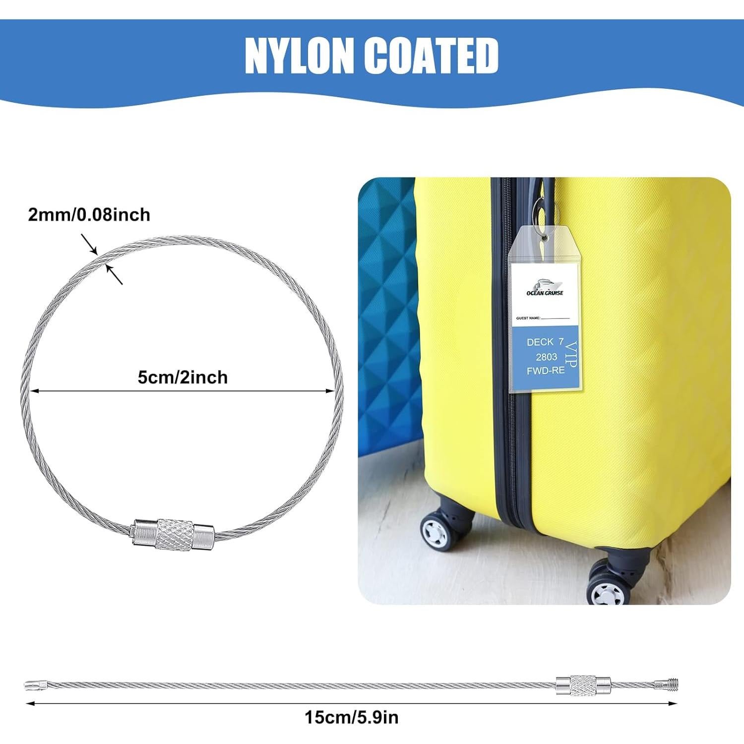 Woanger 24 Etiquetas de Equipaje Impermeables para Crucero 19x8.9cm