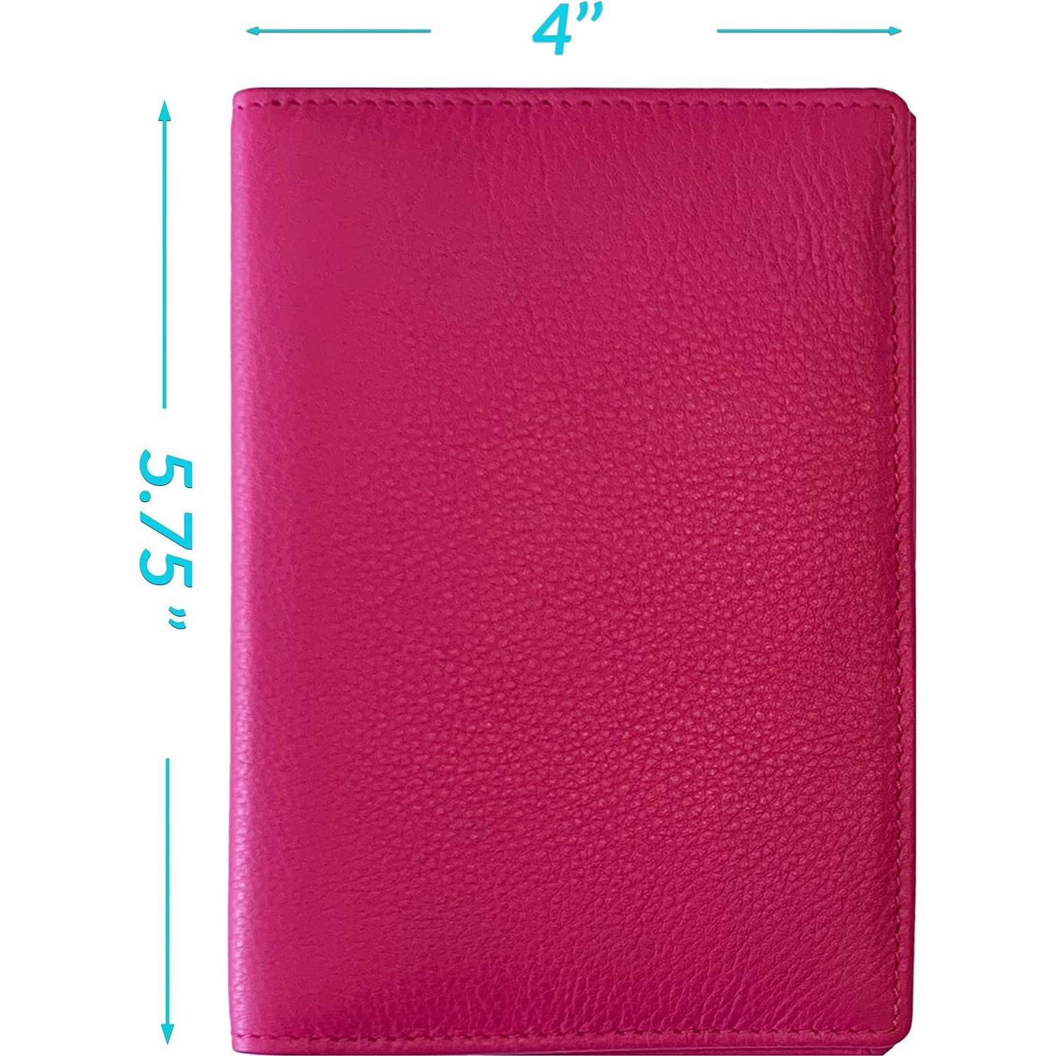 Billetera de Pasaporte de Cuero RFID Rosa Brillante Personalizada