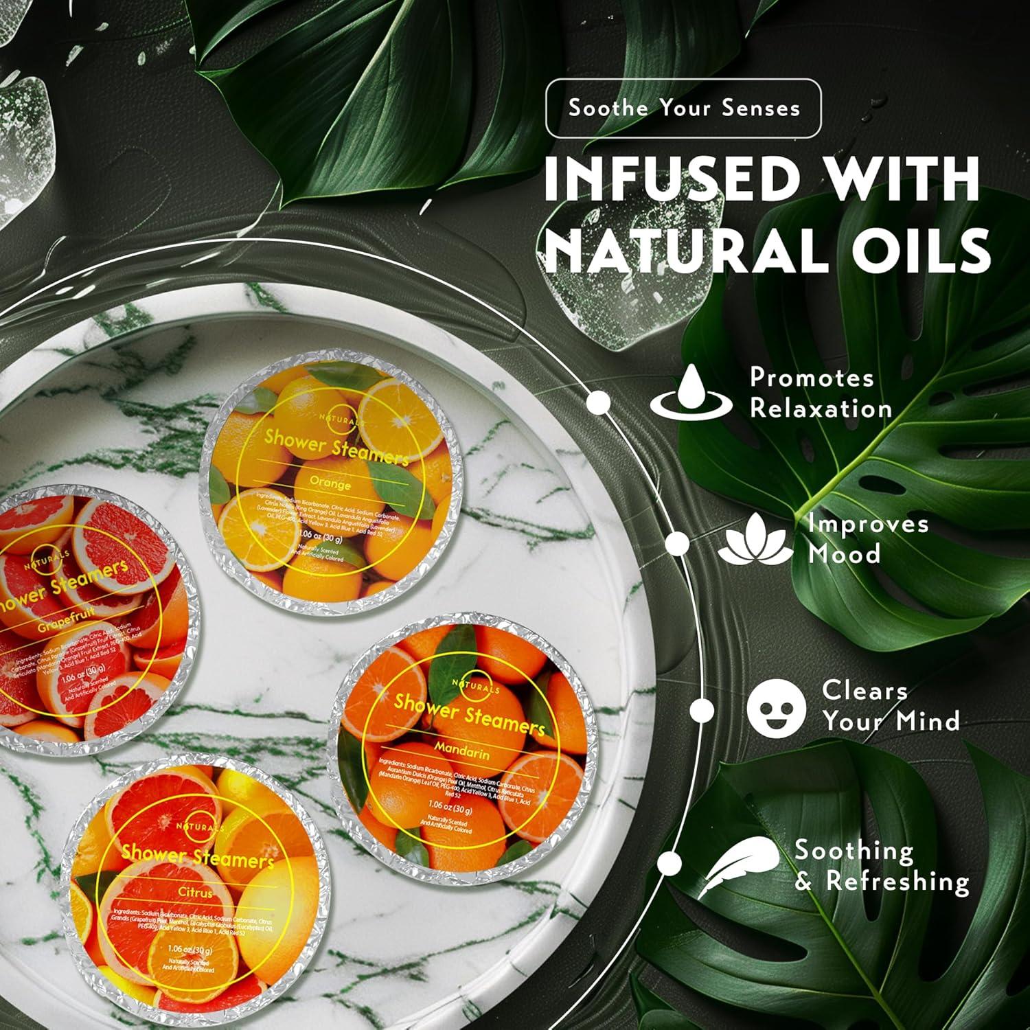 Bombas de Ducha Aromaterapia O Naturals - 8 Fragancias Cítricas