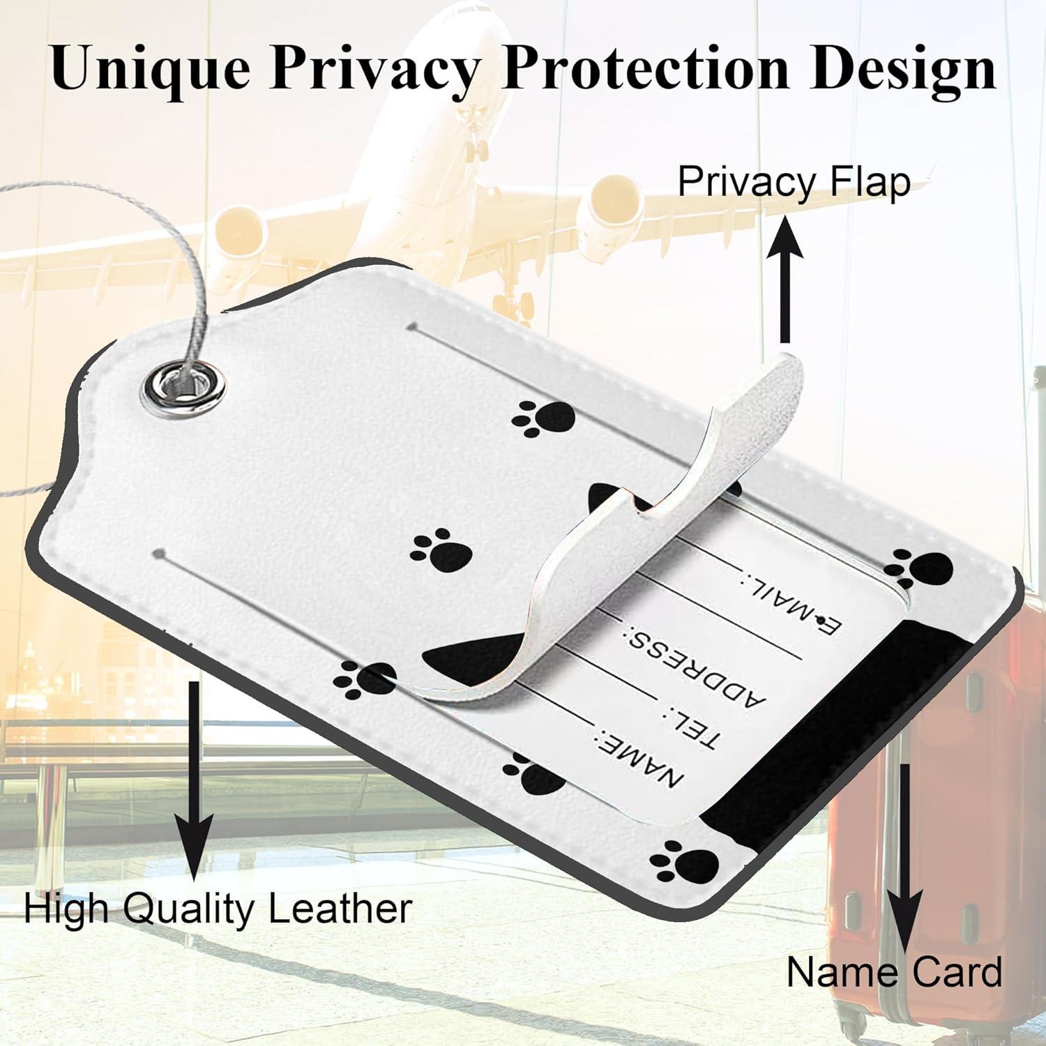 Juego de 2 Etiquetas de Equipaje DEMACYA Gato Negro Cuero