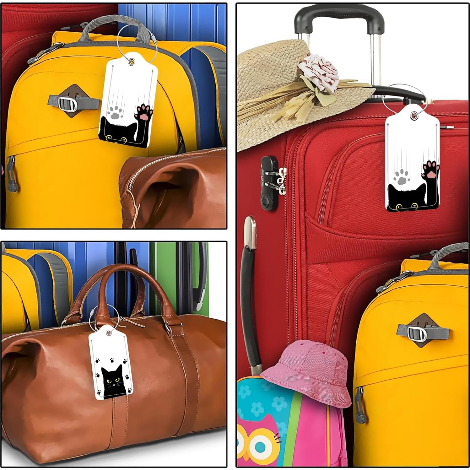 Juego de 2 Etiquetas de Equipaje DEMACYA Gato Negro Cuero