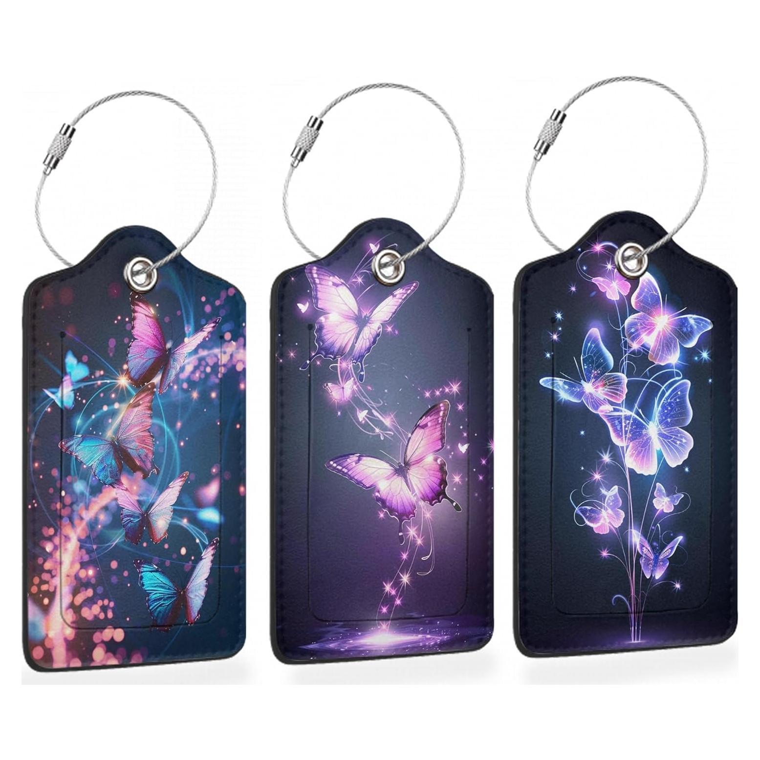 Etiquetas de Equipaje Losthll Mariposa Colorida Paquete de 3