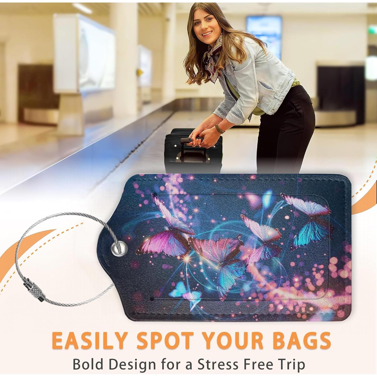 Etiquetas de Equipaje Losthll Mariposa Colorida Paquete de 3