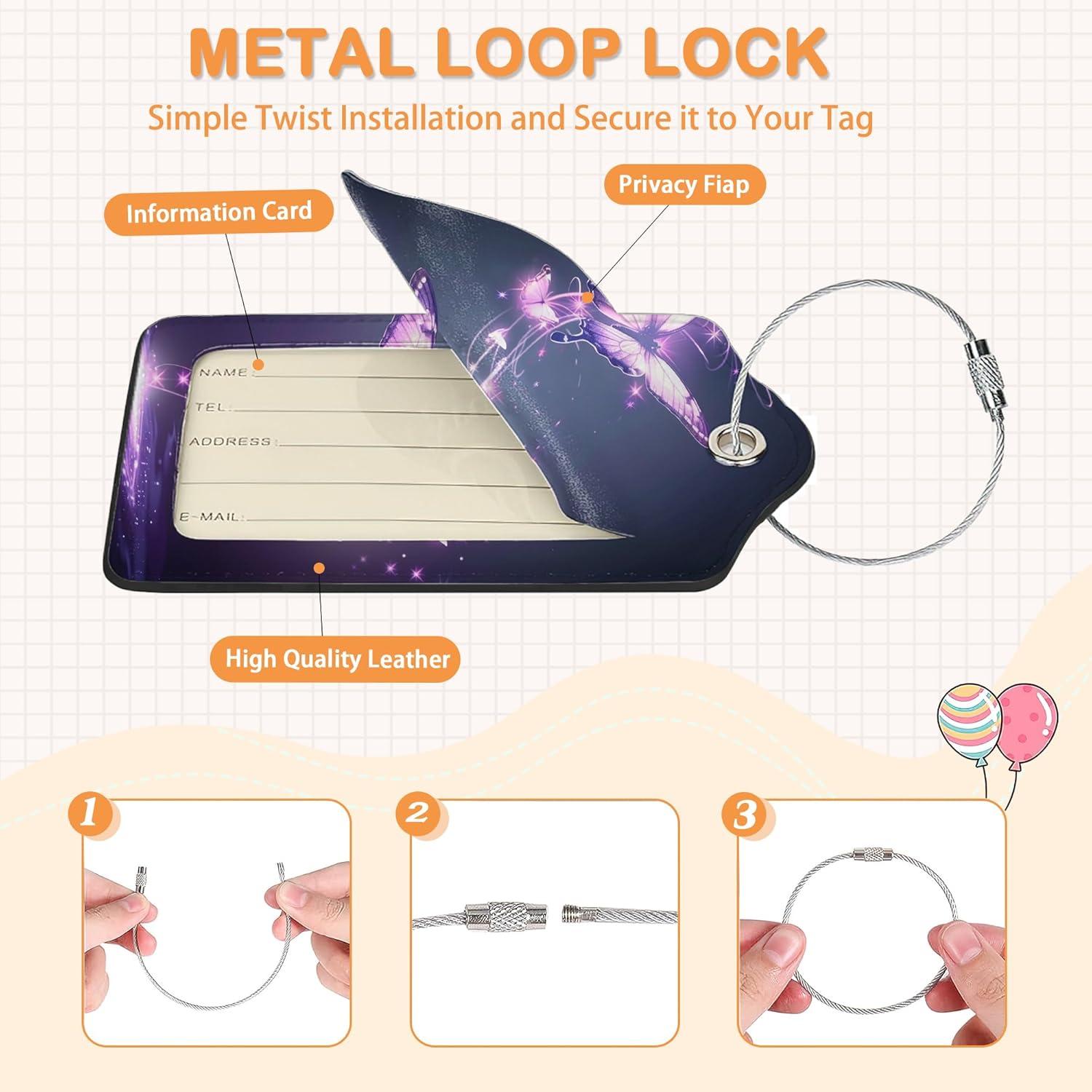 Etiquetas de Equipaje Losthll Mariposa Colorida Paquete de 3