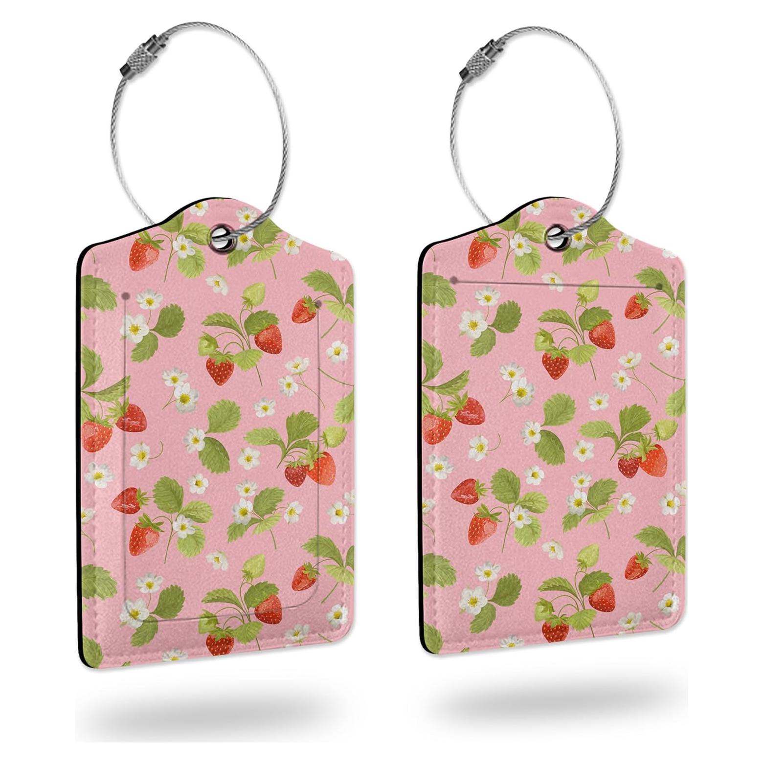 Etiquetas de Equipaje Smoaffly 2 Piezas Flor Rosa Cuero