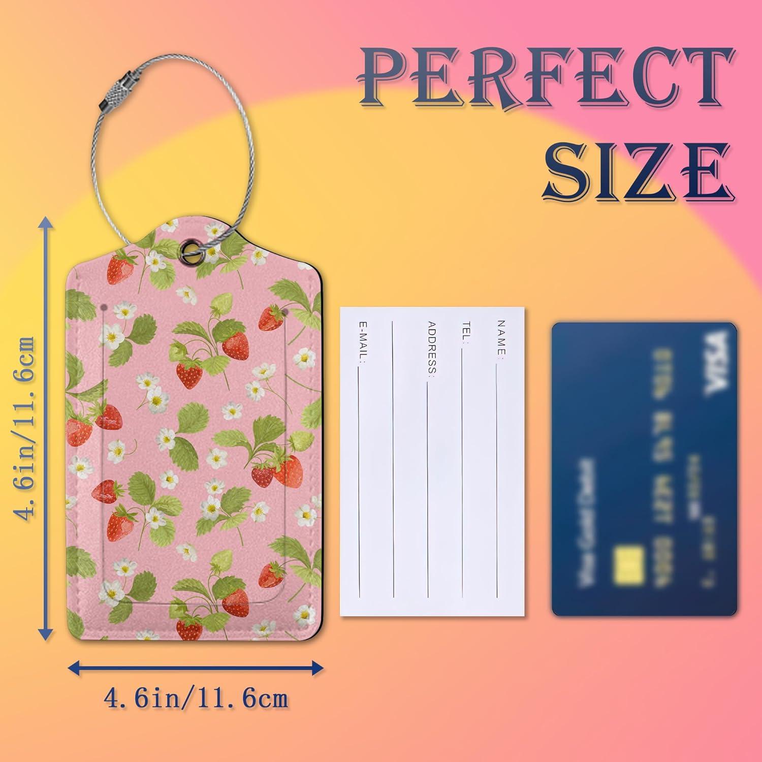 Etiquetas de Equipaje Smoaffly 2 Piezas Flor Rosa Cuero