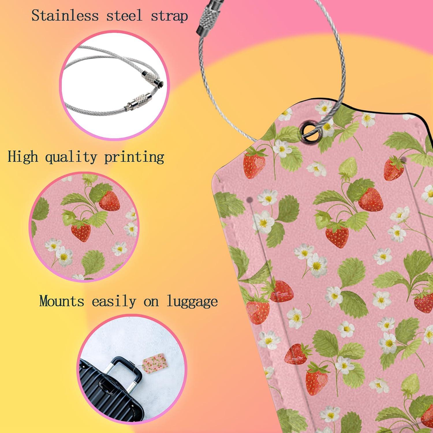 Etiquetas de Equipaje Smoaffly 2 Piezas Flor Rosa Cuero