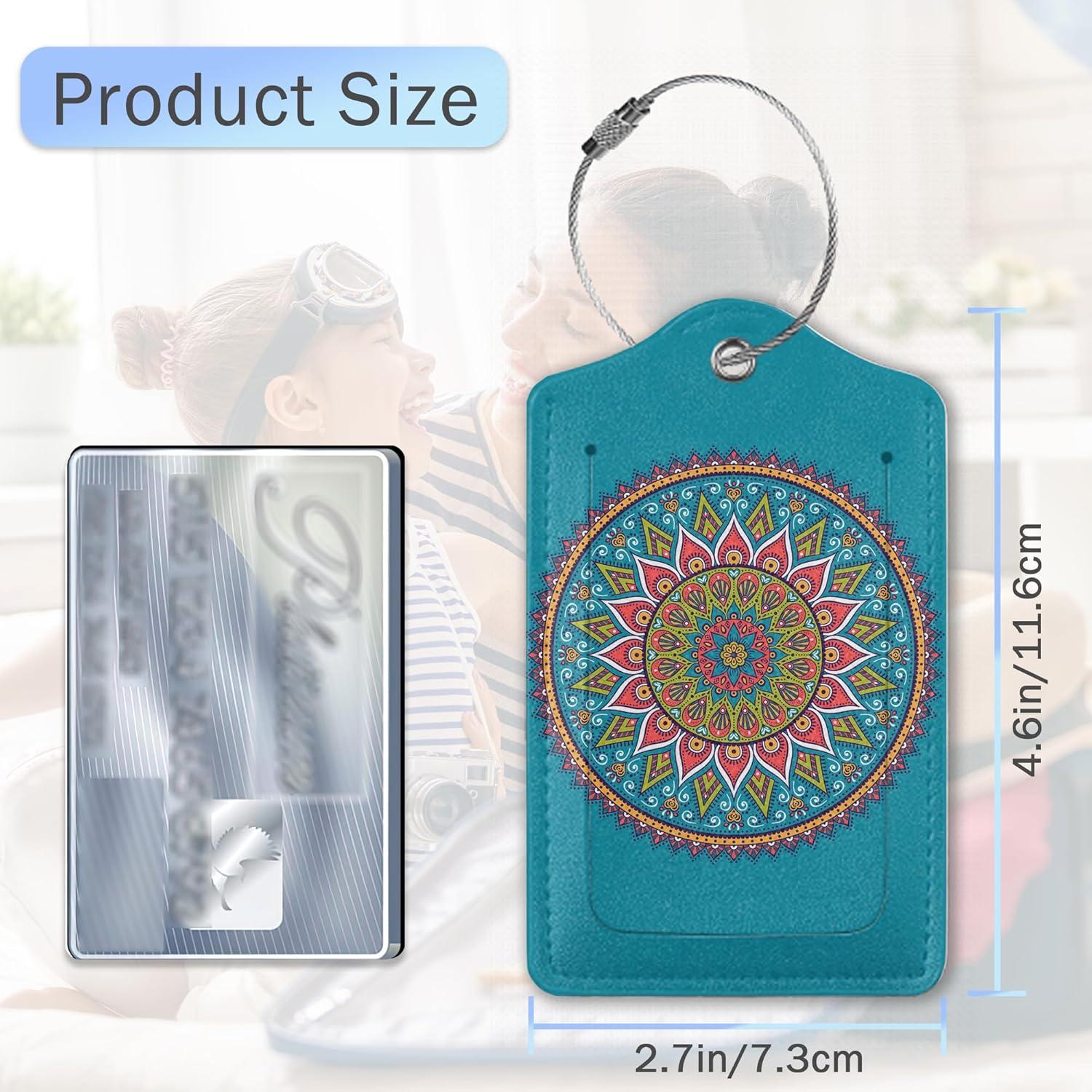 Etiquetas de Equipaje QOSEIEN Mandala Floral - Juego de 2