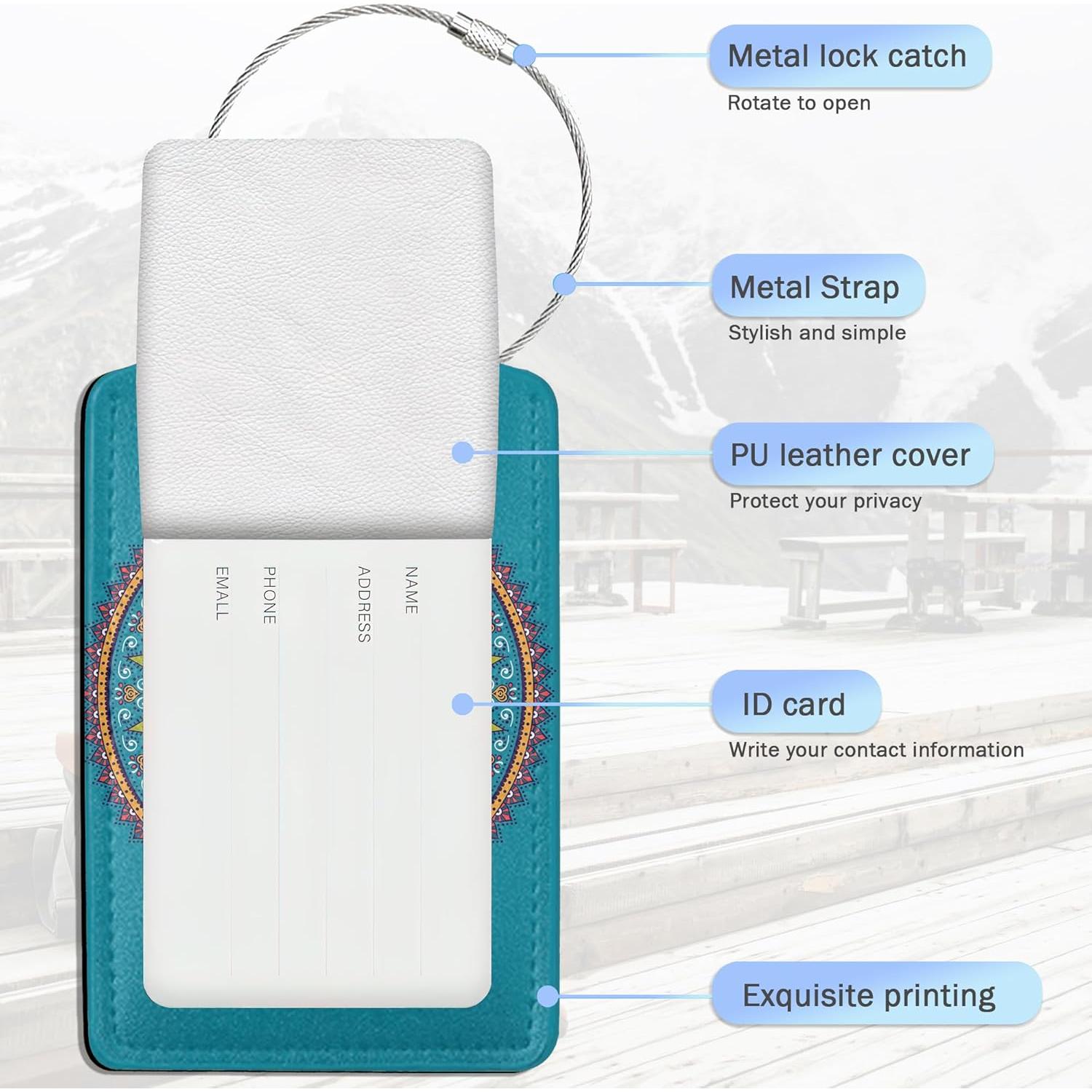 Etiquetas de Equipaje QOSEIEN Mandala Floral - Juego de 2
