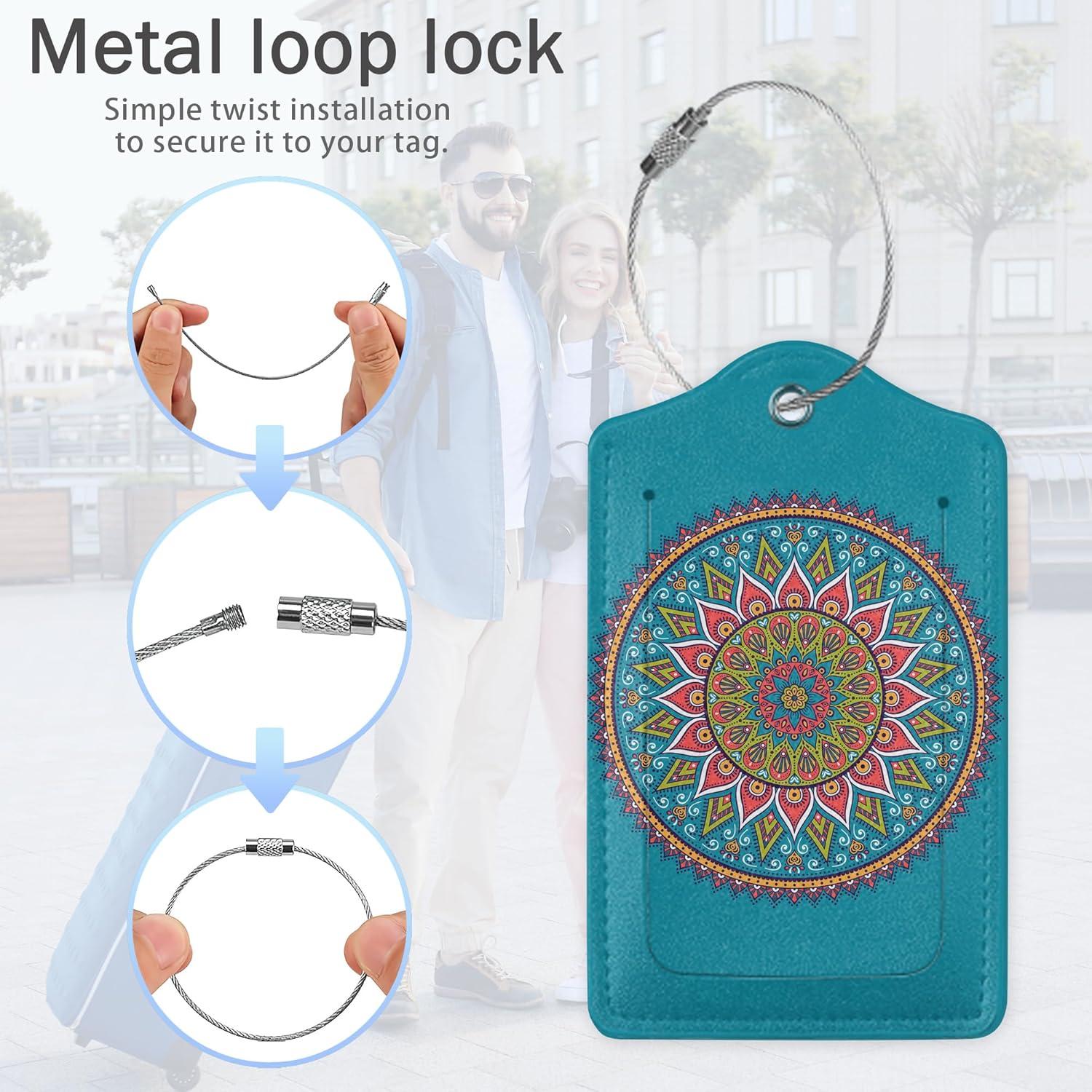 Etiquetas de Equipaje QOSEIEN Mandala Floral - Juego de 2