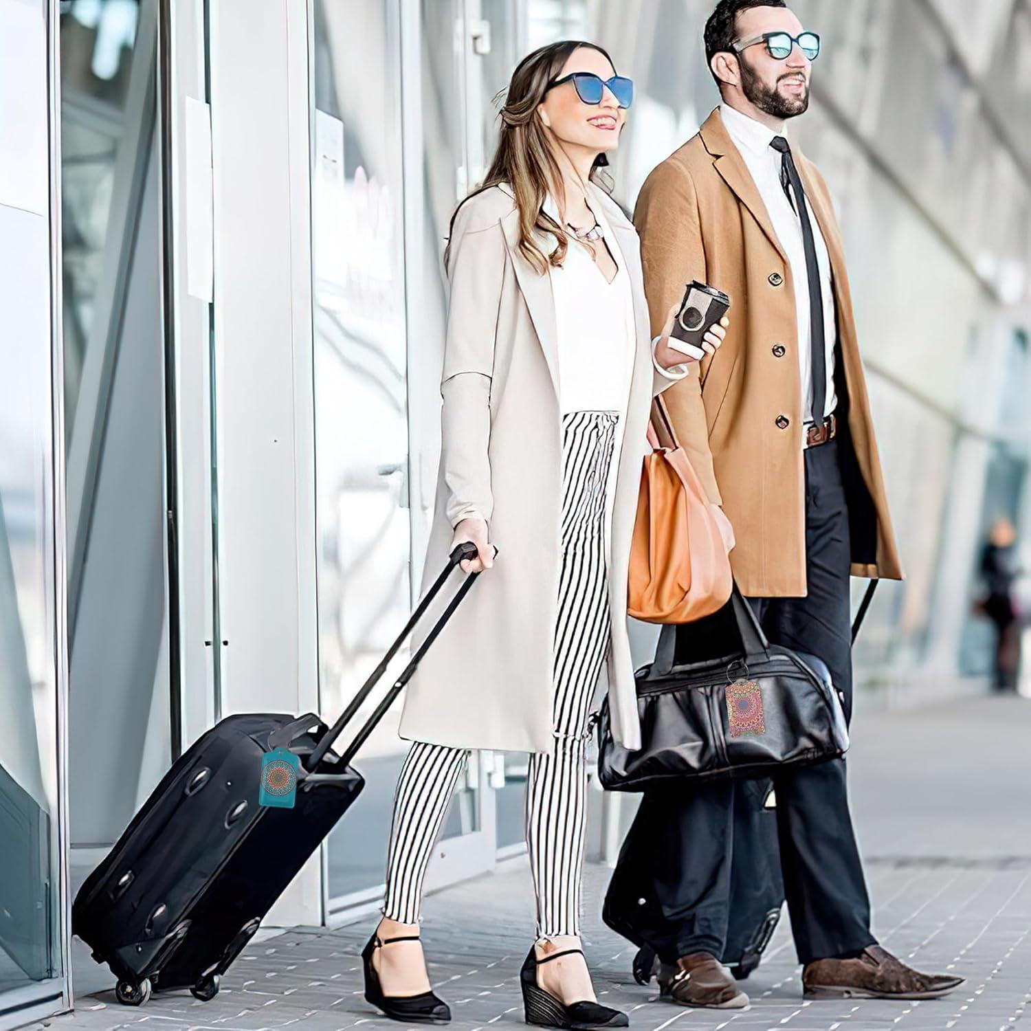 Etiquetas de Equipaje QOSEIEN Mandala Floral - Juego de 2