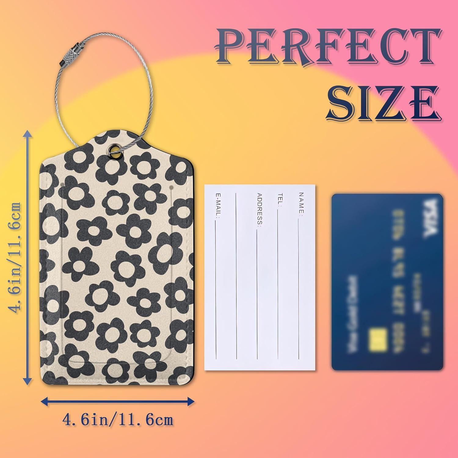 Etiquetas de Equipaje Smoaffly 2 Piezas Cuero Sintético Flor Negra