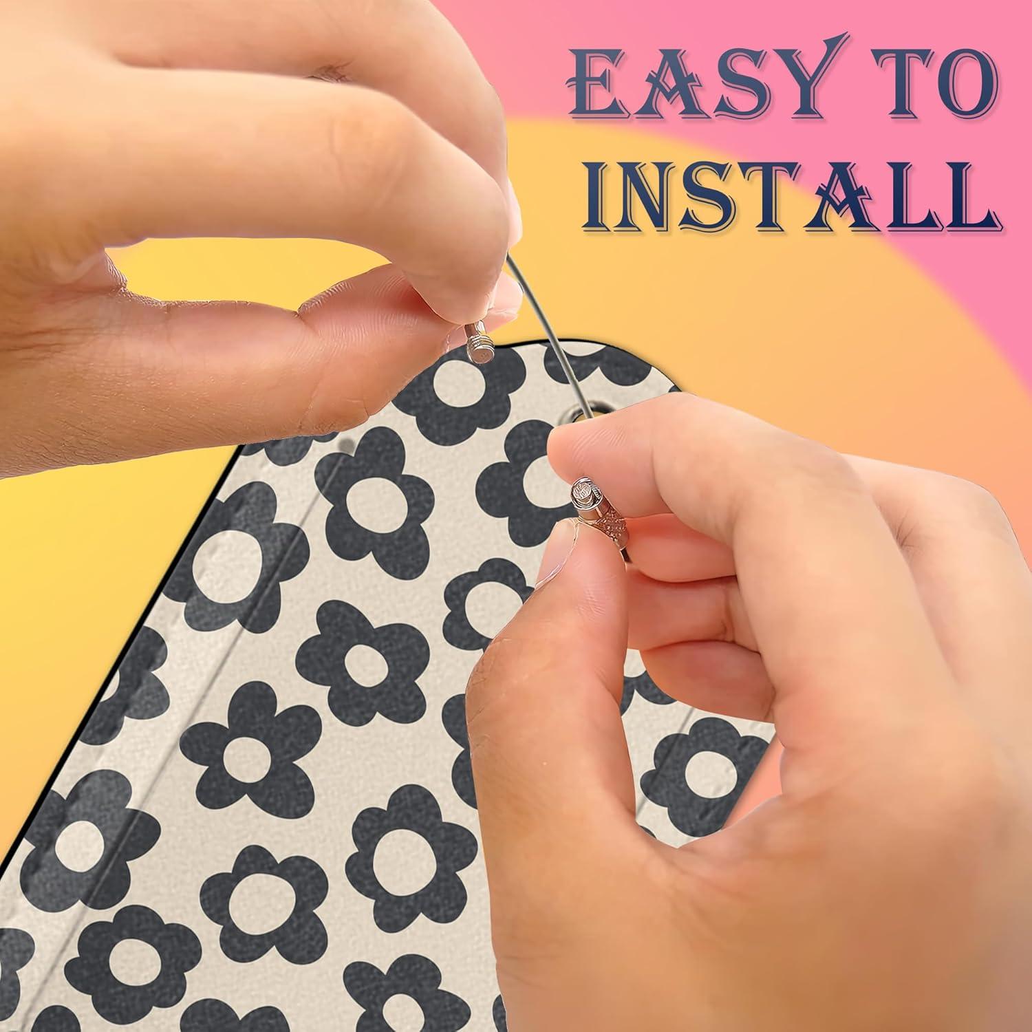 Etiquetas de Equipaje Smoaffly 2 Piezas Cuero Sintético Flor Negra