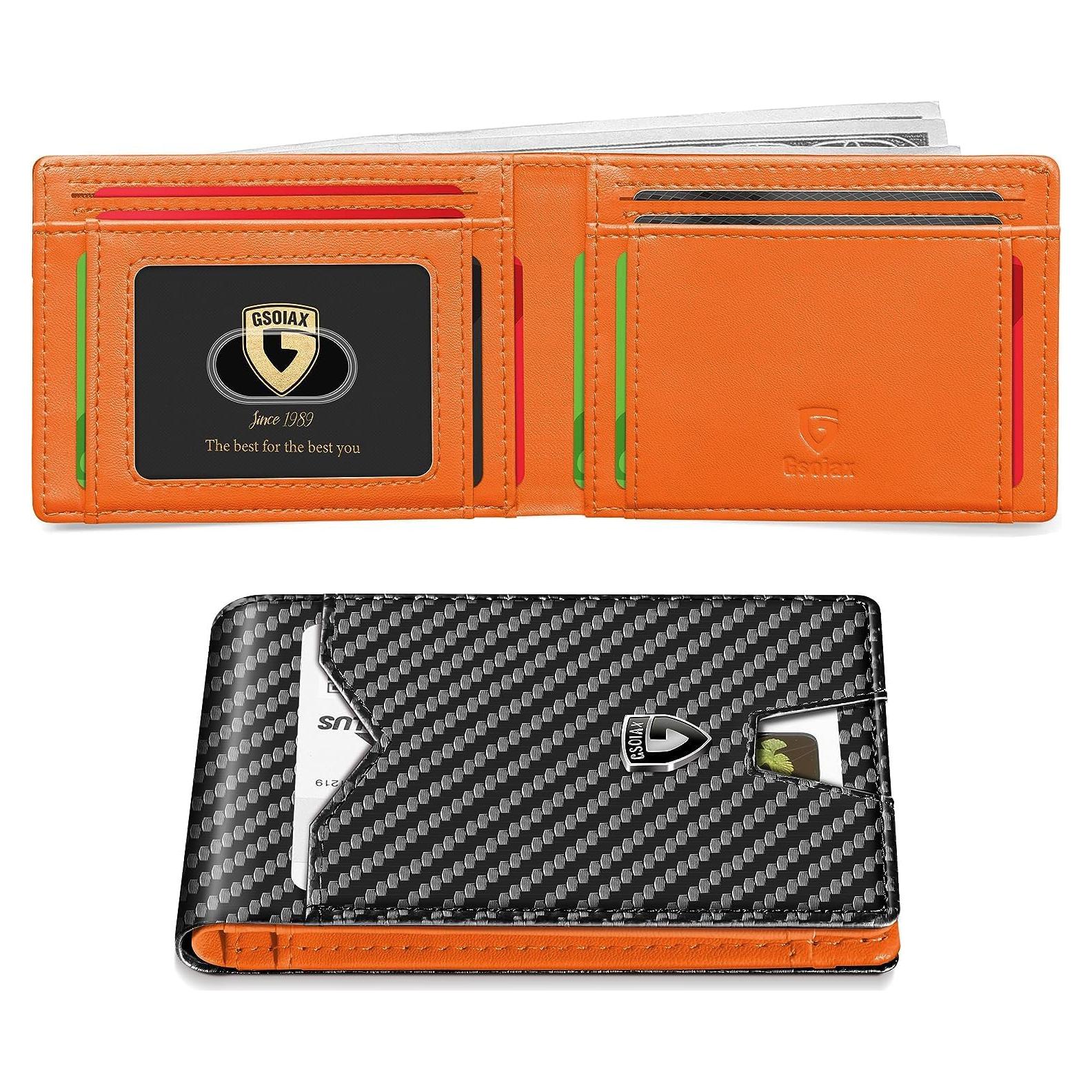 Cartera Slim GSOIAX para Hombres de Cuero con Bloqueo RFID