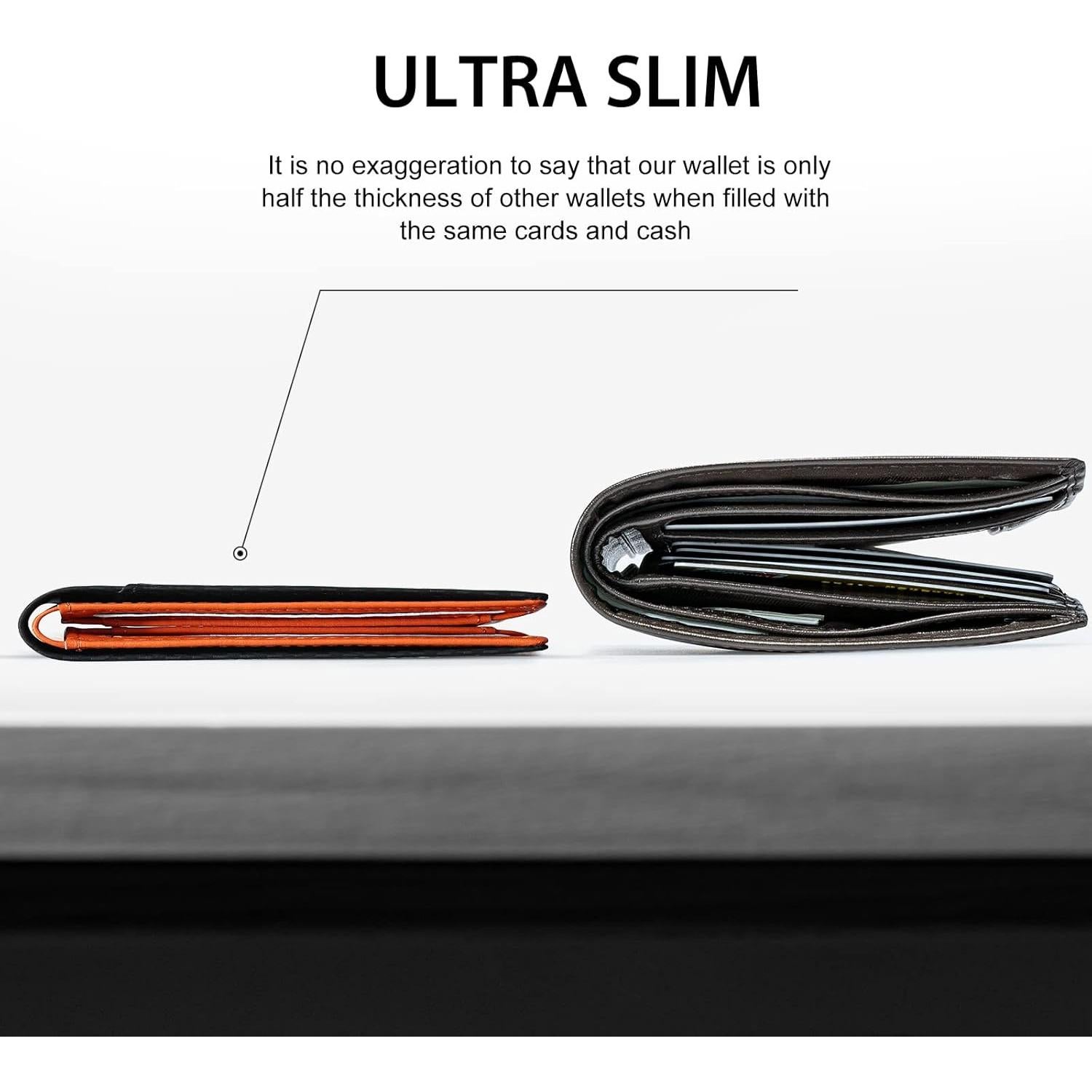 Cartera Slim GSOIAX para Hombres de Cuero con Bloqueo RFID