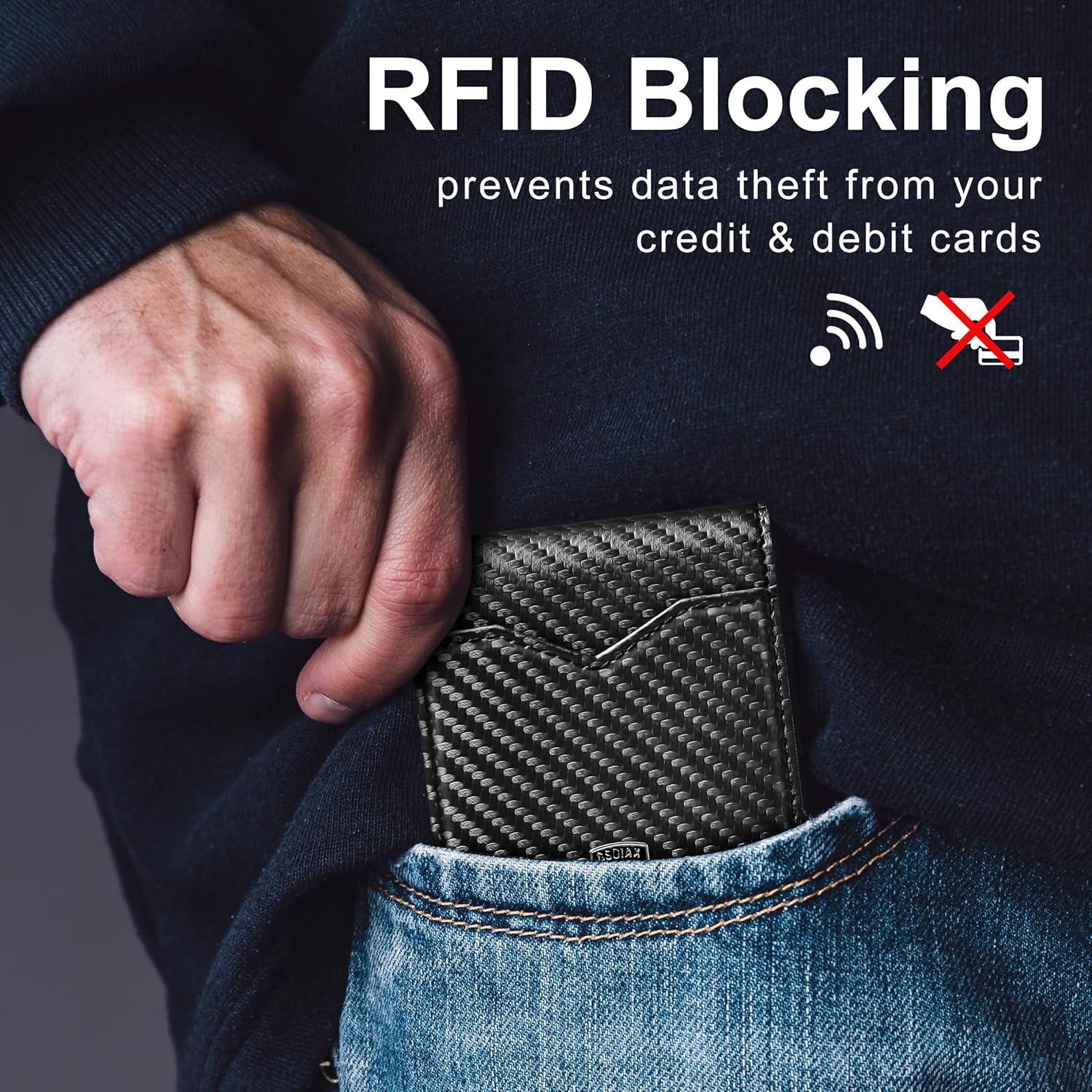 Cartera Slim GSOIAX para Hombres de Cuero con Bloqueo RFID