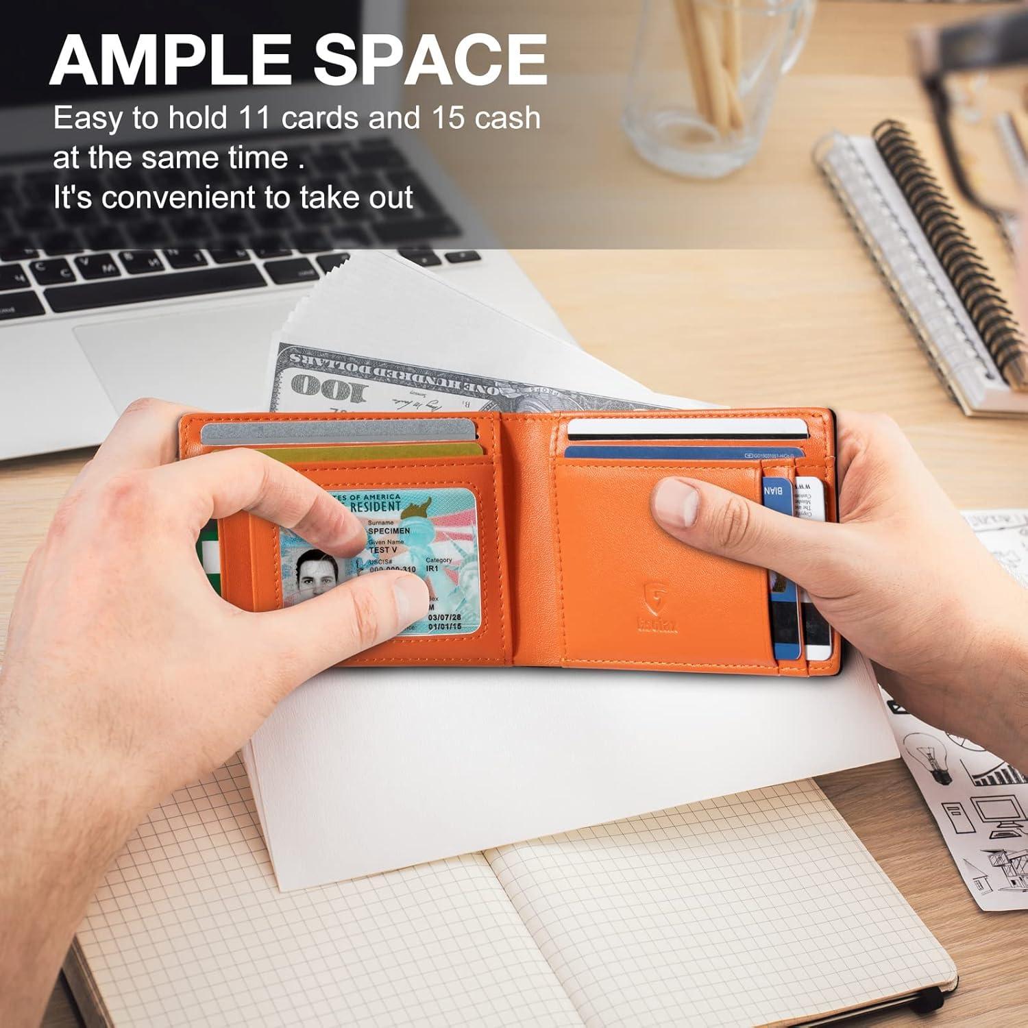 Cartera Slim GSOIAX para Hombres de Cuero con Bloqueo RFID