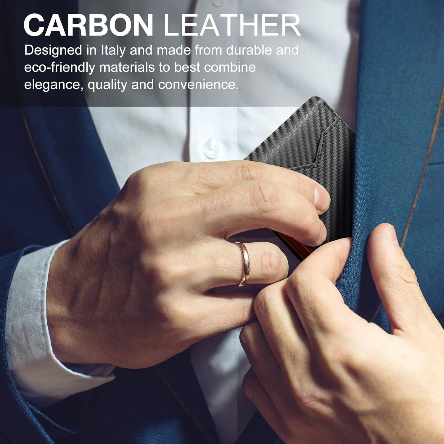 Cartera Slim GSOIAX para Hombres de Cuero con Bloqueo RFID