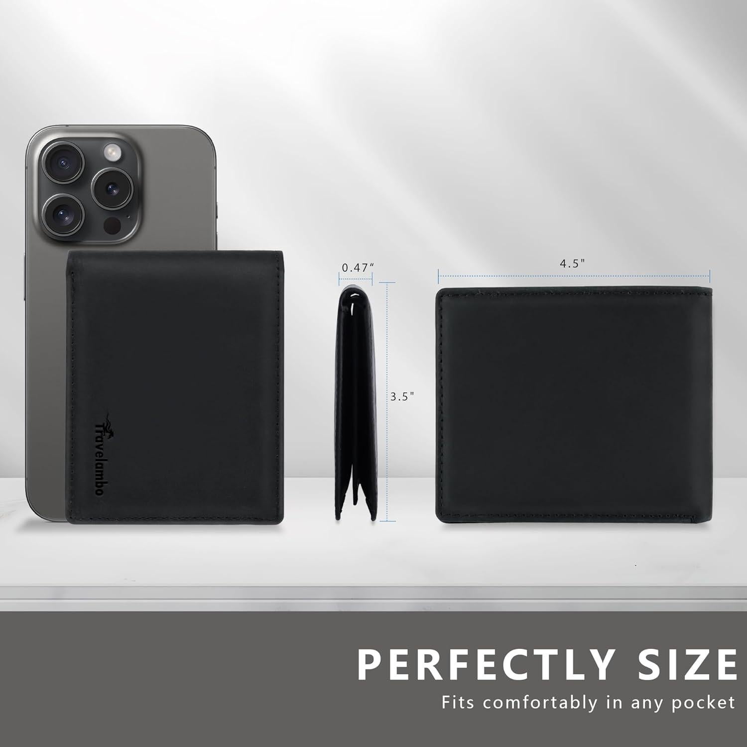 Cartera de Cuero Genuino Travelambo para Hombres - Bifold RFID