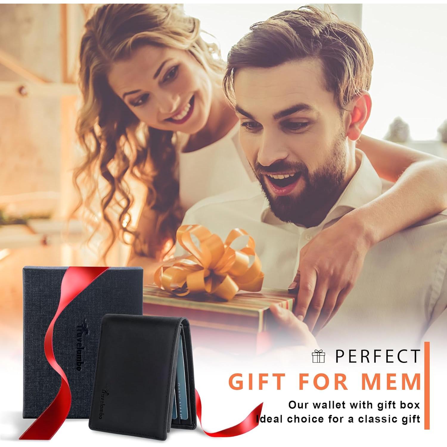 Cartera de Cuero Genuino Travelambo para Hombres - Bifold RFID