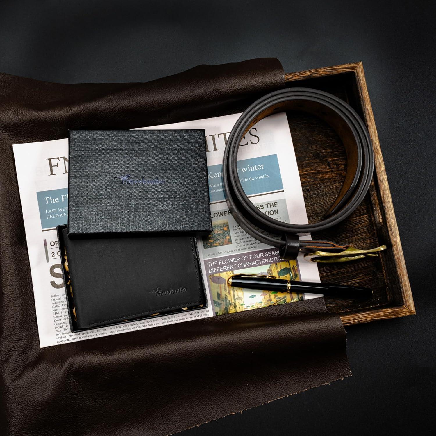 Cartera de Cuero Genuino Travelambo para Hombres - Bifold RFID