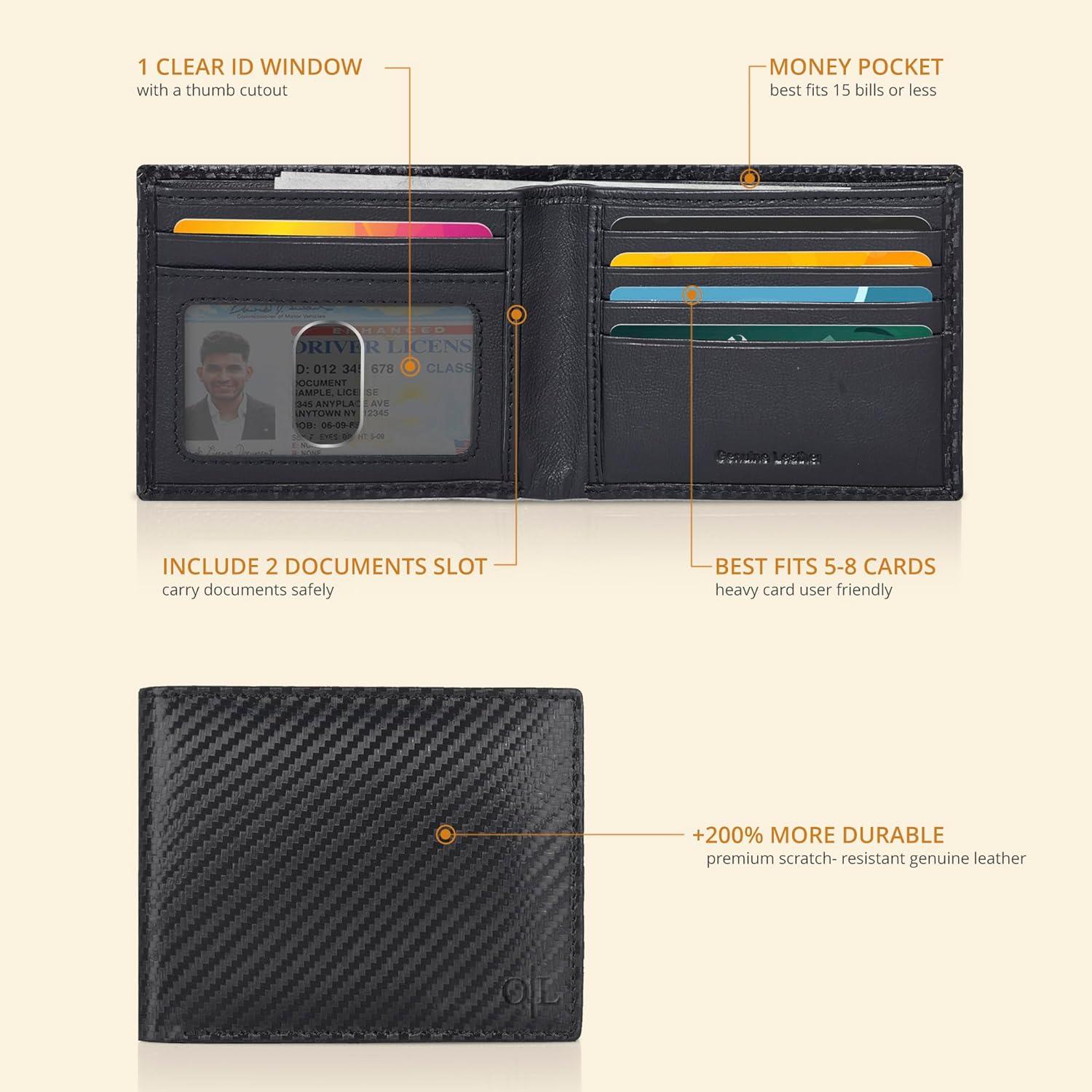 Billetera de Cuero Slim para Hombres con Bloqueo RFID - Compacta y Elegante