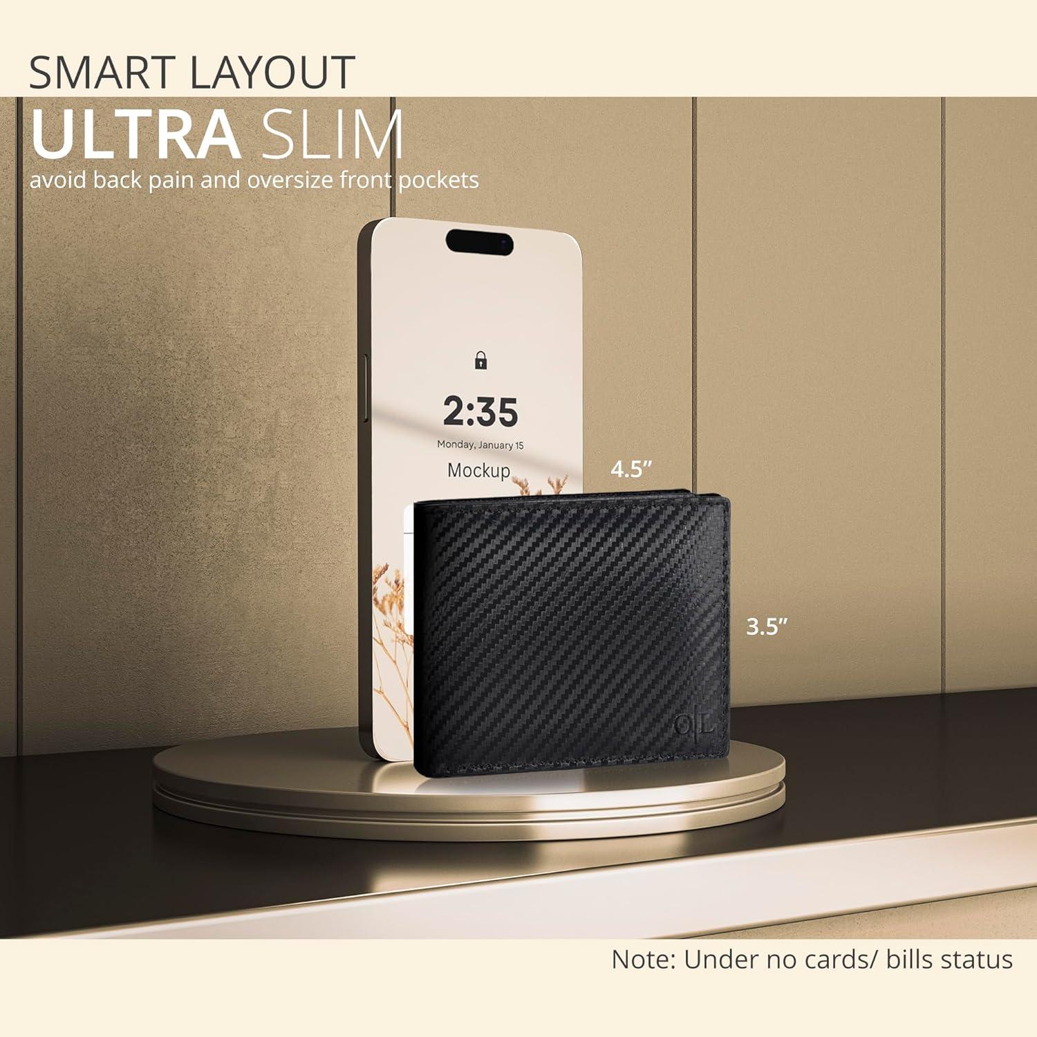 Billetera de Cuero Slim para Hombres con Bloqueo RFID - Compacta y Elegante