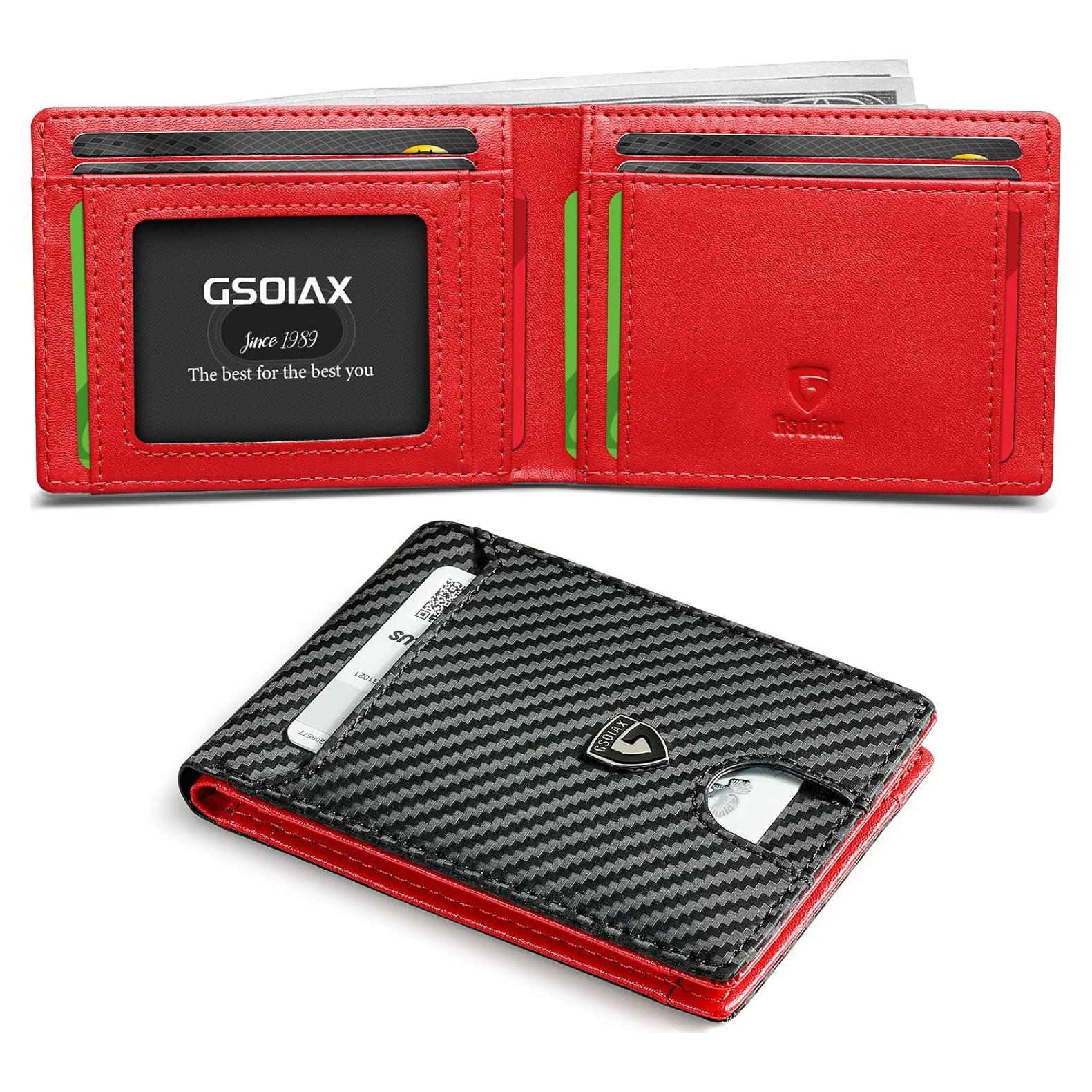 Cartera Slim GSOIAX para Hombre con Bloqueo RFID de Cuero