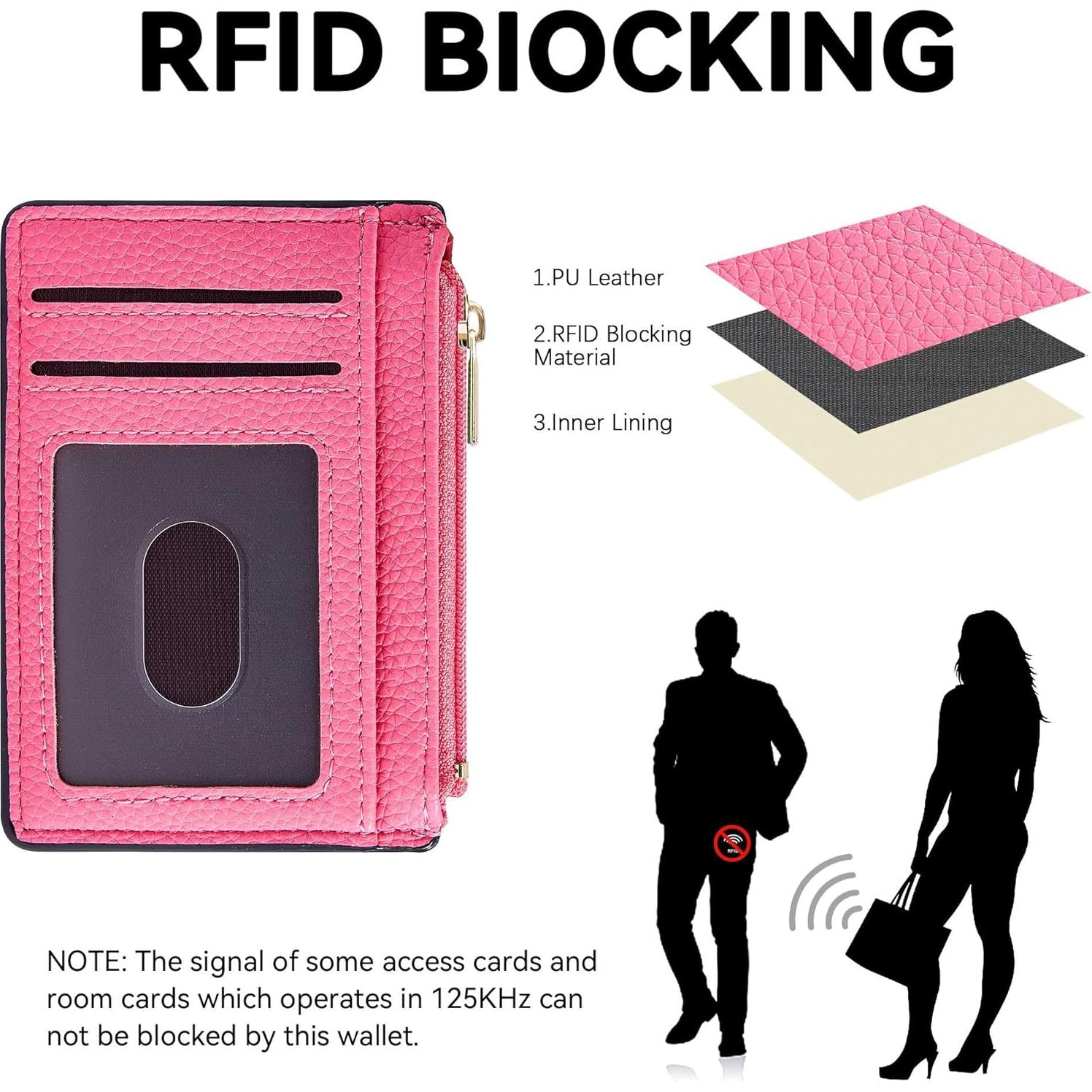 Portatarjetas de Crédito Rosa Minimalista RFID para Mujeres