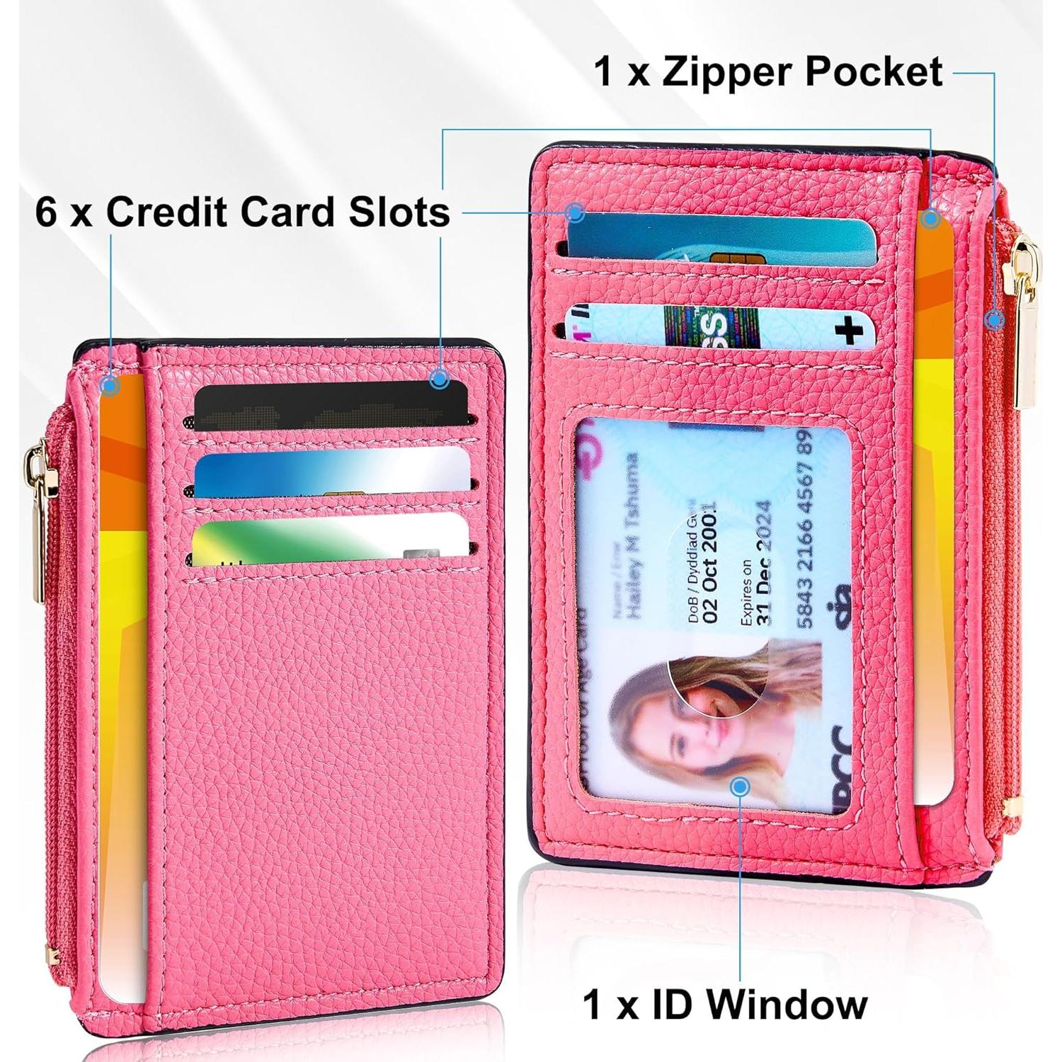 Portatarjetas de Crédito Rosa Minimalista RFID para Mujeres