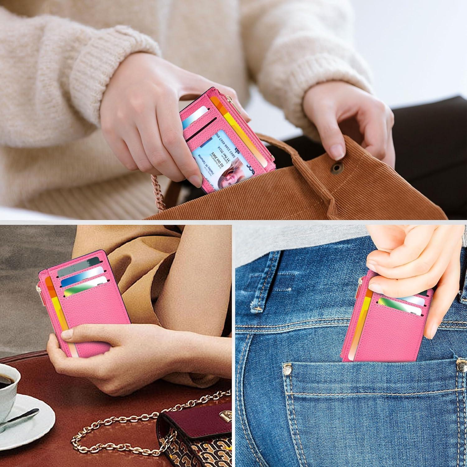 Portatarjetas de Crédito Rosa Minimalista RFID para Mujeres