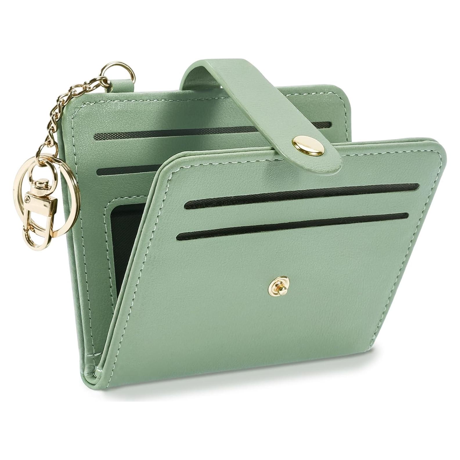 Cartera Pequeña Mujer Airkit Verde RFID Cuero con Llavero
