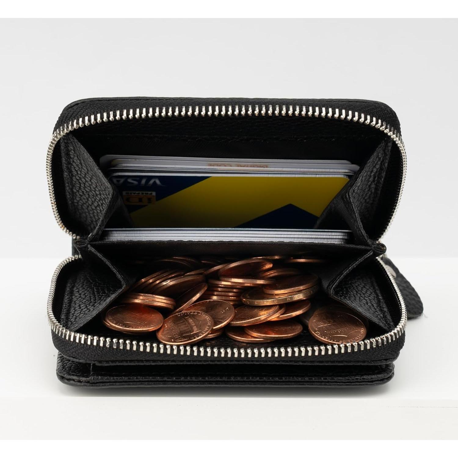 Billetera Pequeña de Cuero Genuino XINNSTAR con Bloqueo RFID