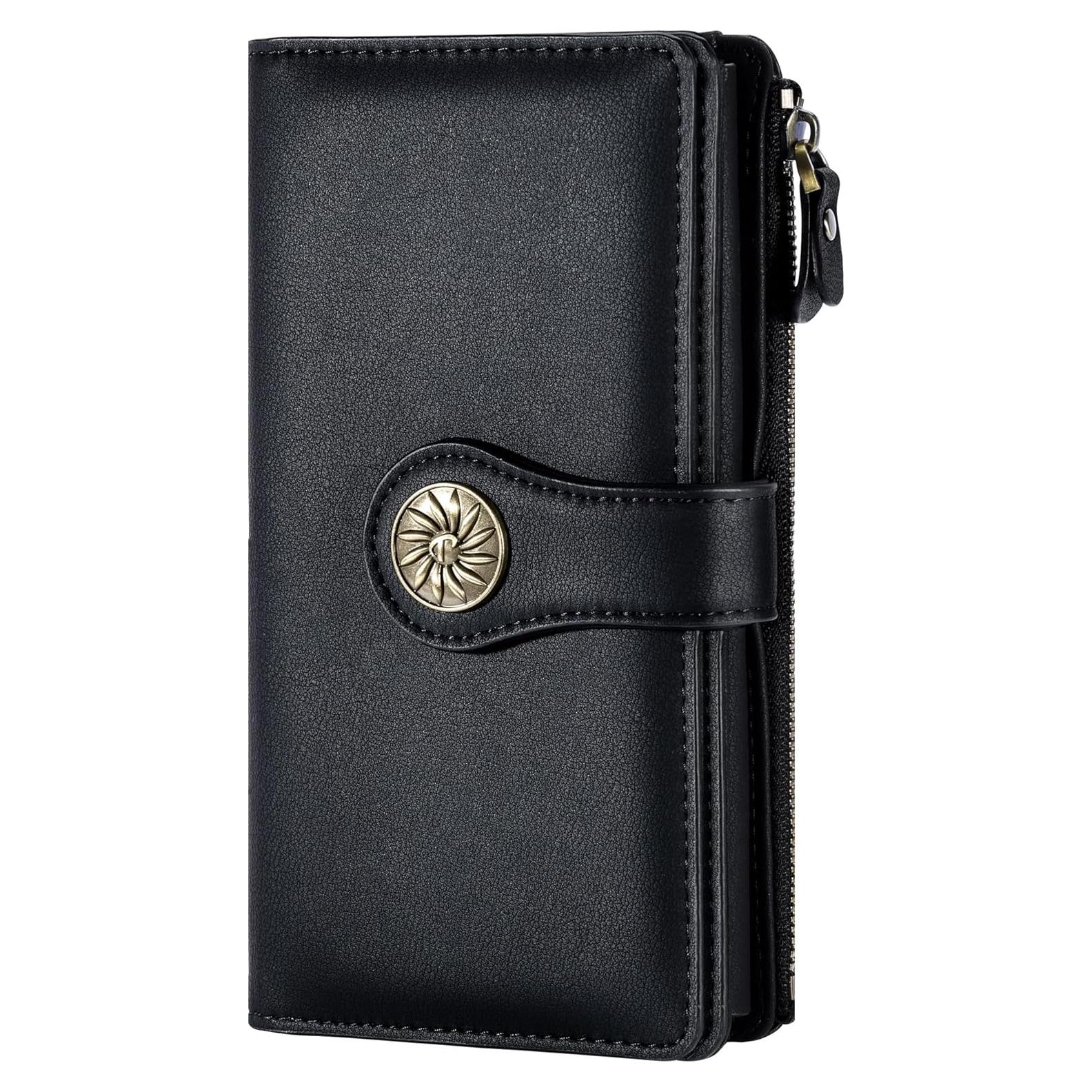 Billetera de Mujer Travelambo RFID Clutch Trifold Negra