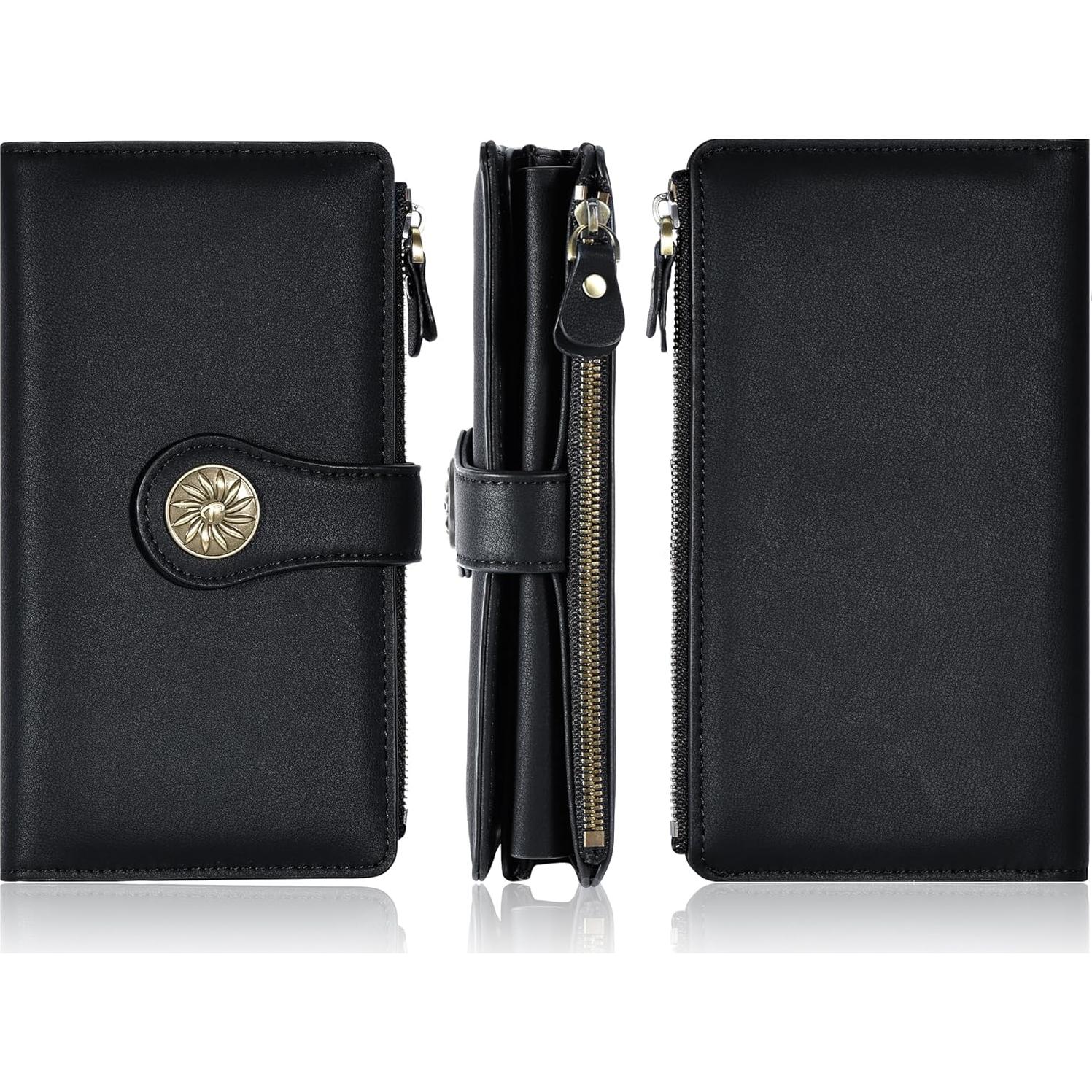 Billetera de Mujer Travelambo RFID Clutch Trifold Negra