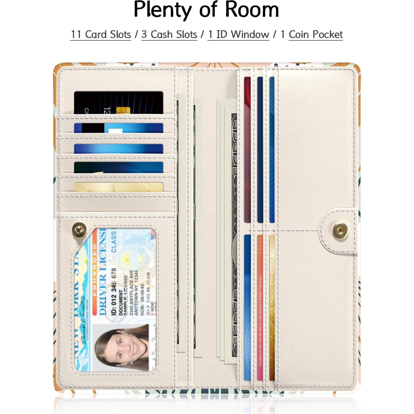 Billetera RFID Delgada para Mujeres Nipichsha - Hojas Boho