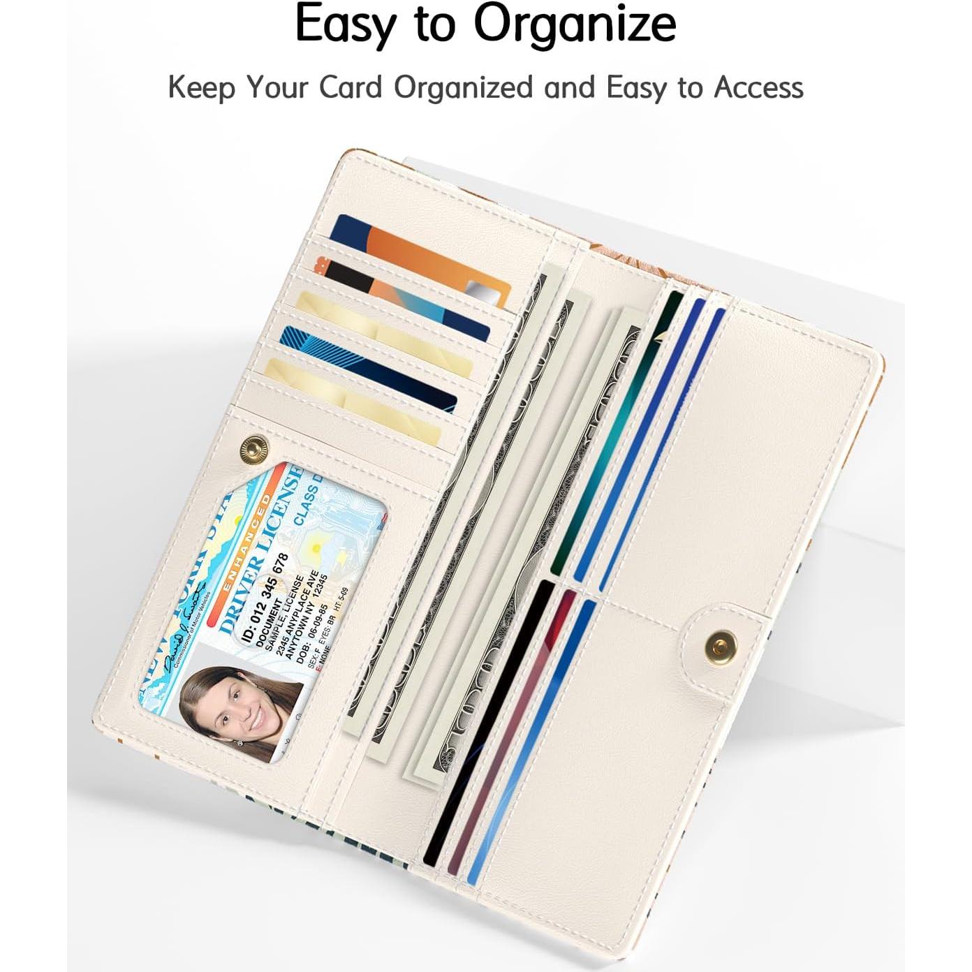 Billetera RFID Delgada para Mujeres Nipichsha - Hojas Boho