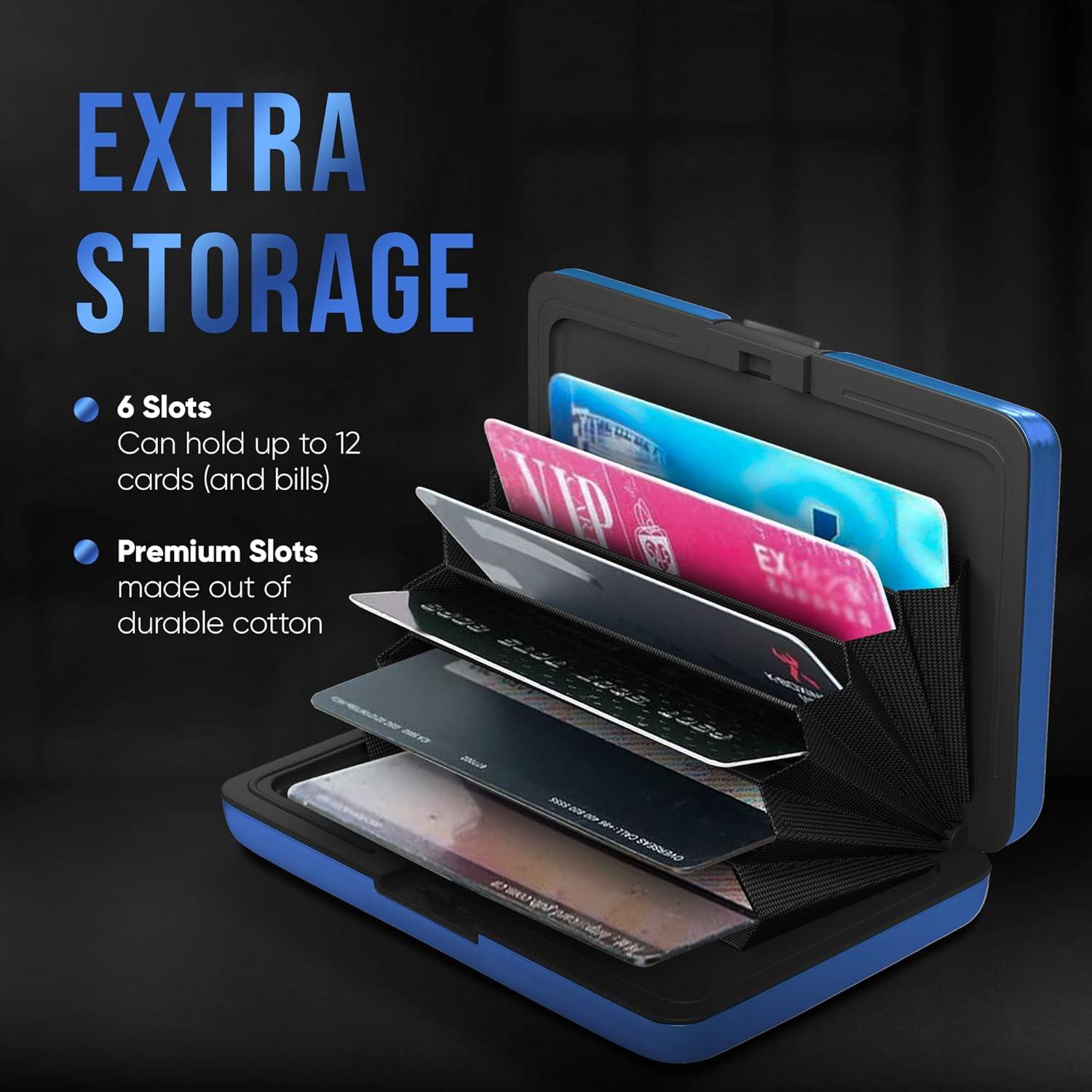 Billetera RFID TopMost Aluminio 6 Compartimentos Azul