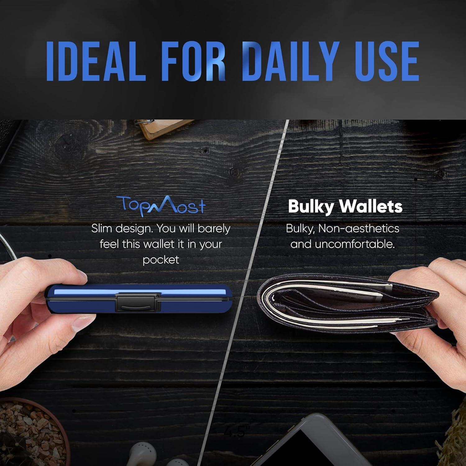 Billetera RFID TopMost Aluminio 6 Compartimentos Azul