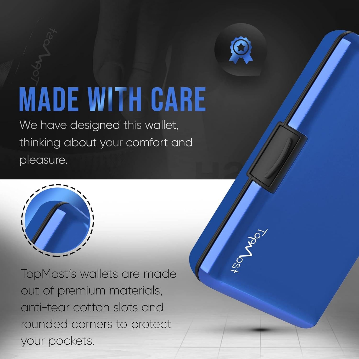 Billetera RFID TopMost Aluminio 6 Compartimentos Azul