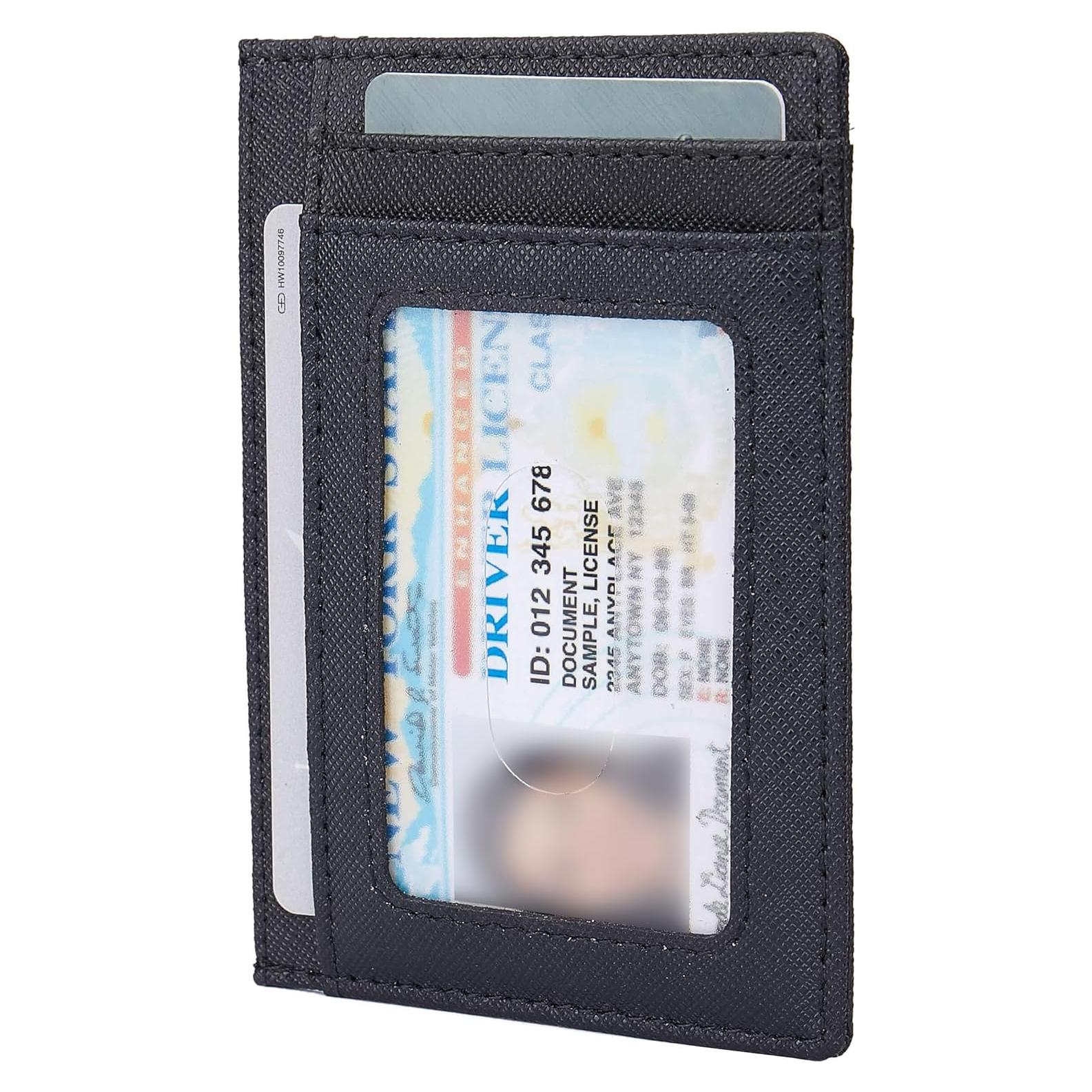 Billetera Minimalista de Cuero Negro con Bloqueo RFID