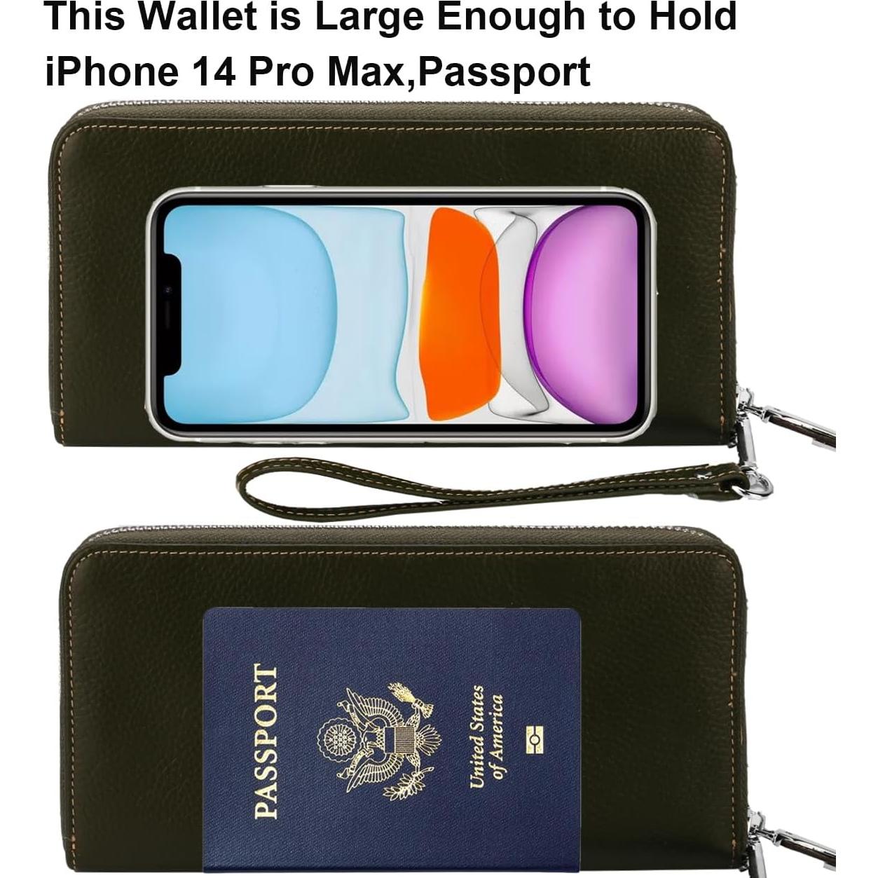 Billetera Clutch de Cuero Lavemi Mujer RFID Grande Negra