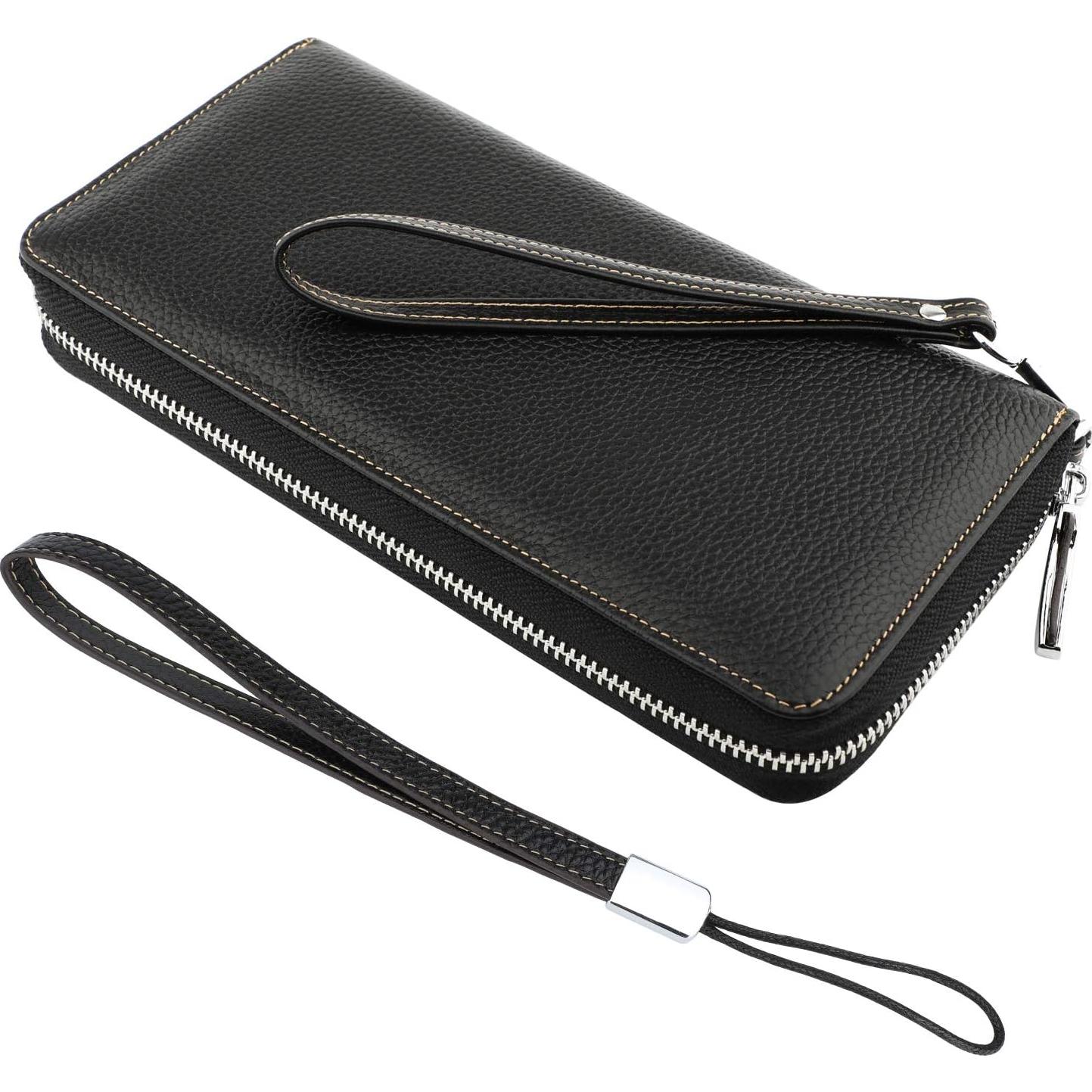 Billetera Clutch de Cuero Lavemi Mujer RFID Grande Negra