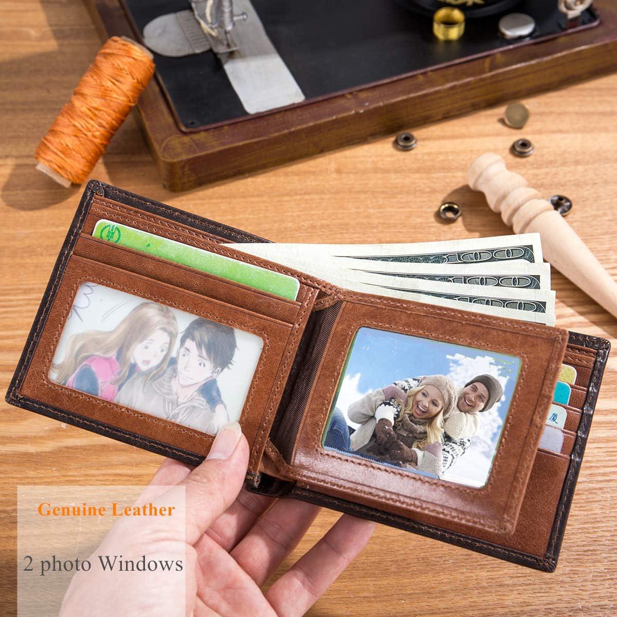 Cartera BULLCAPTAIN RFID de cuero genuino marrón QB-05